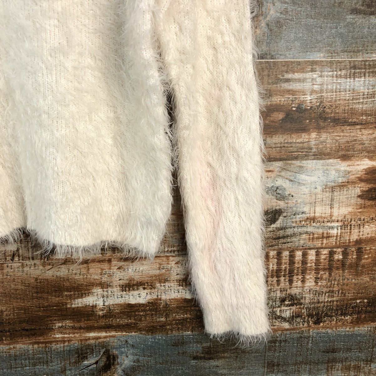 Homespun Knitwear × Japanese Brand DLL Colza White mohair shaggy fur Knitwear #C228 Size S / US 4 / IT 40 - 8 Thumbnail