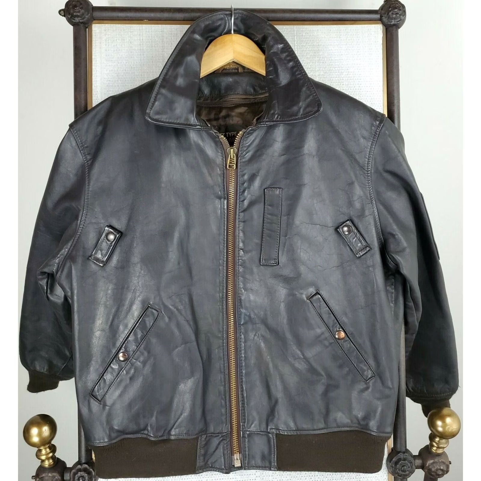 Vintage VTG Excelled Leather Jacket Men Bomber Jacket Large B-15 Zip Liner Vest Thinsulate Insulated Brown Vintage Size US L / EU 52-54 / 3 - 7 Thumbnail