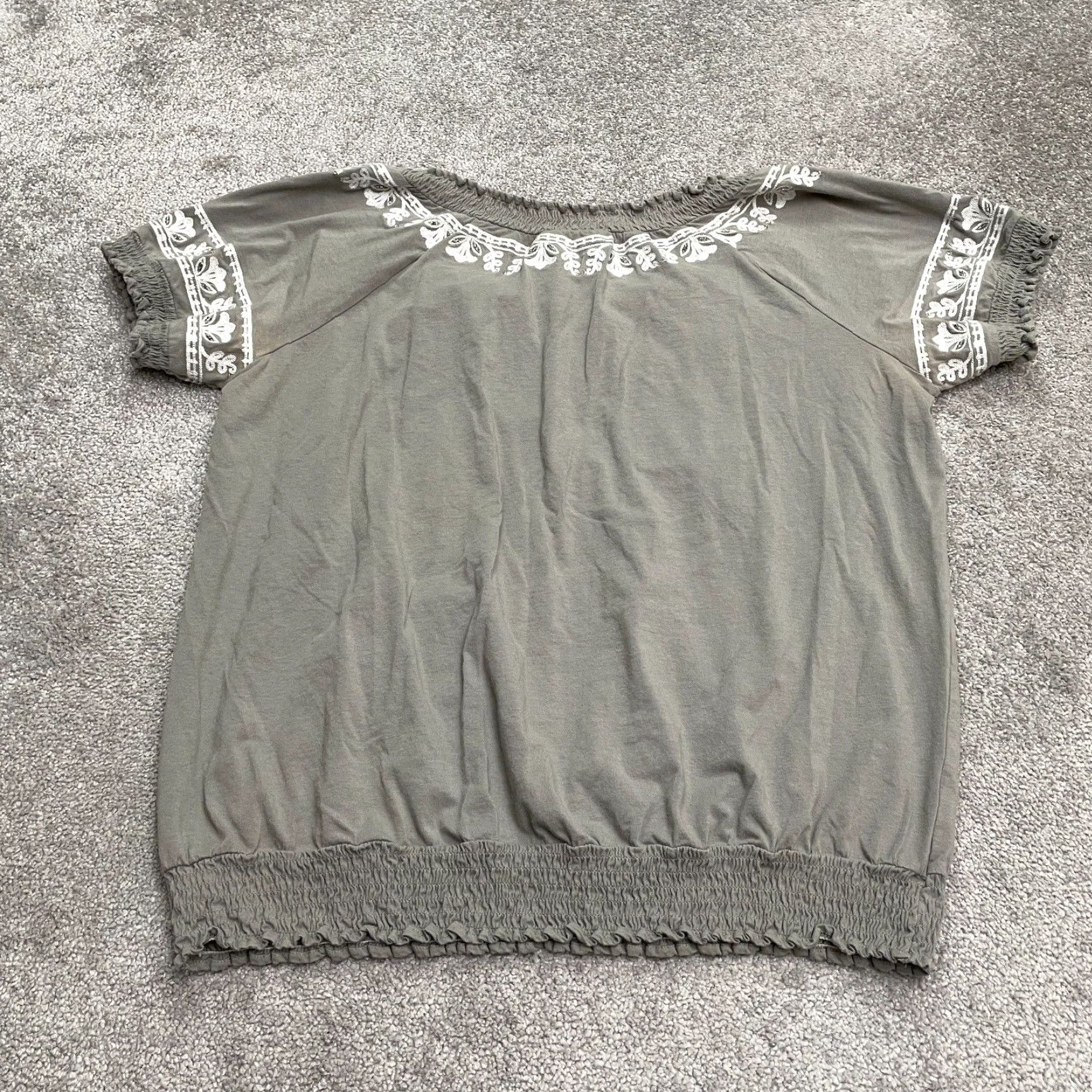 Vintage VINTAGE INC International Concepts Womens Blouse Shirt Short Sleeve 1X Gray Bohemian Casual Size XL / US 12-14 / IT 48-50 - 2 Thumbnail