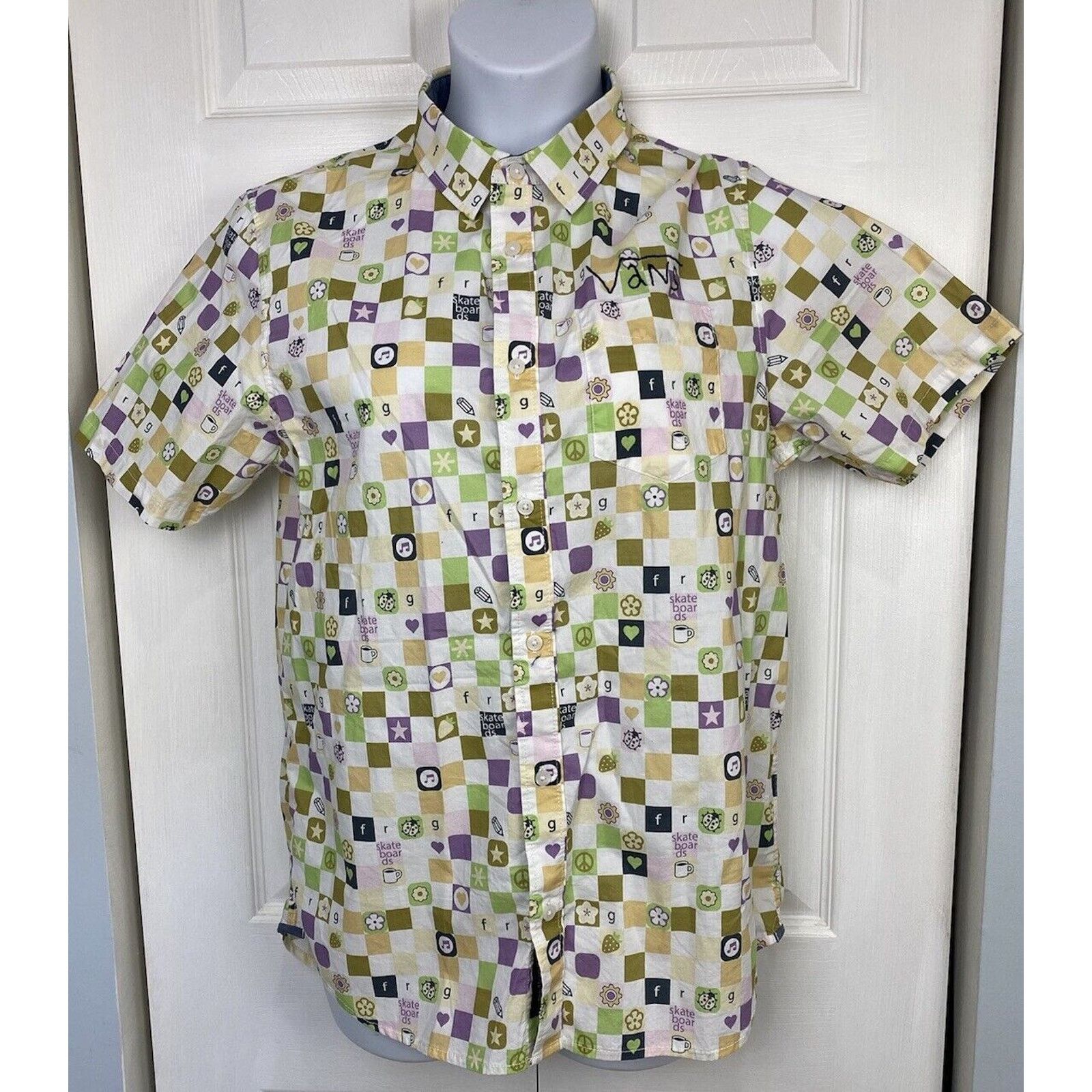 Vans Vans Frog Skateboards Short Sleeve Button Shirt Checkerboard Size US M / EU 48-50 / 2 - 1 Thumbnail