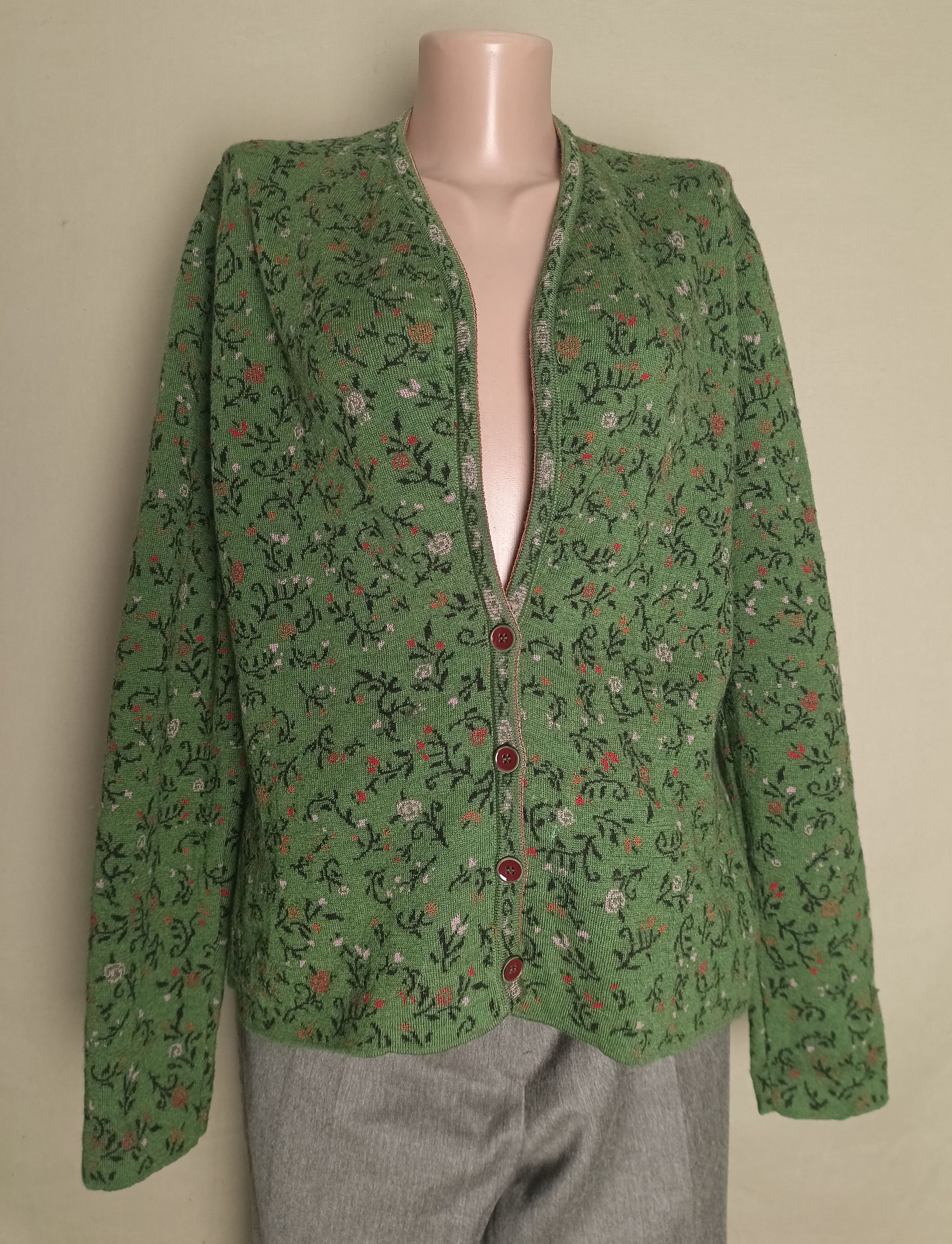 Designer IVKO Wool Jacquard Jacket Cardigan with Collar Size EU42 Size XL / US 12-14 / IT 48-50 - 1 Thumbnail