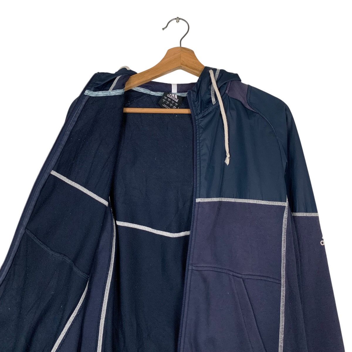 Adidas ADIDAS Embroidery Sleeve Logo Hybrid Zipper Hoodie #1350-C61 Size US M / EU 48-50 / 2 - 12 Thumbnail