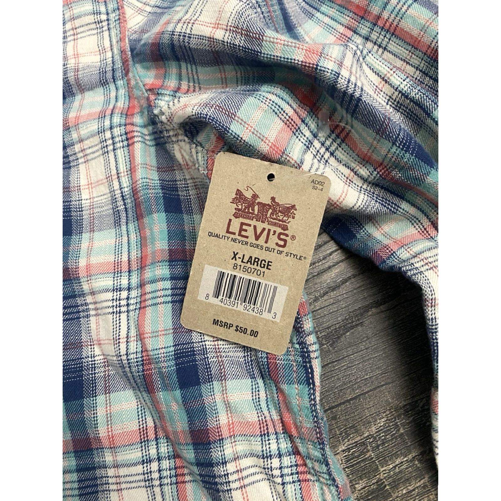 Levi's VINTAGE Levi’s Authentic Jeans Wear L/S Pearl Snap Blue Plaid Men’s XL NEW NWT Size US 36 / EU 52 - 7 Thumbnail
