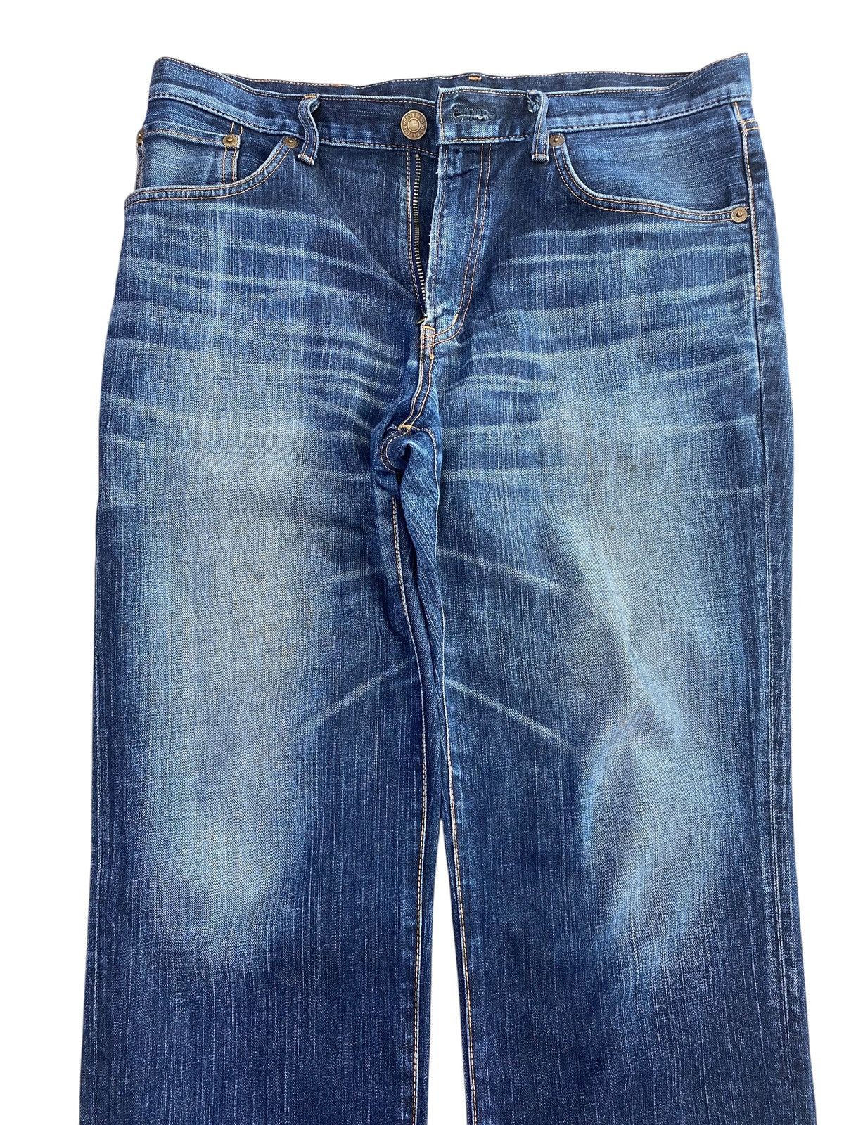 Edwin Edwin 504 Whiskers Faded Wash Style Loose Jeans Size US 34 / EU 50 - 2 Thumbnail
