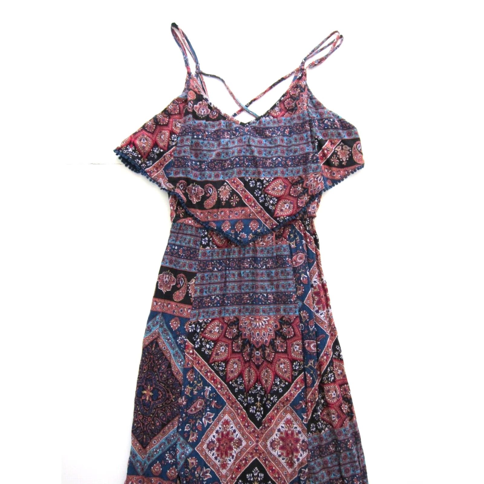 American Eagle Outfitters VINTAGE American Eagle Rayon Pink Blue Black Paisley Floral Long Maxi Tank Slip Dress XS Size XS / US 0-2 / IT 36-38 - 3 Thumbnail