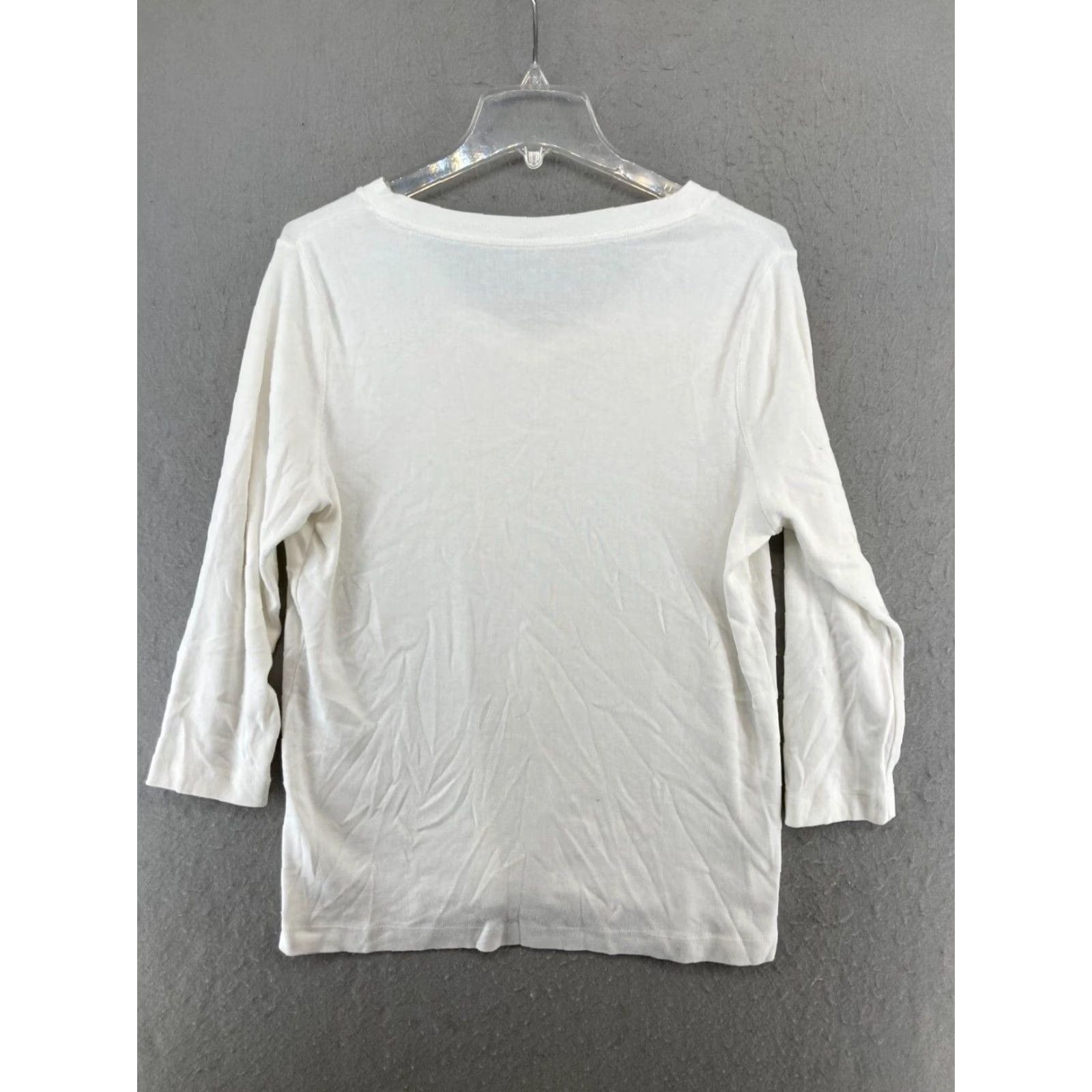 Vintage Kim Rogers Women's Blouse XL White V-Neck 3/4 Sleeve Solid Casual Classic Size XL / US 12-14 / IT 48-50 - 7 Thumbnail