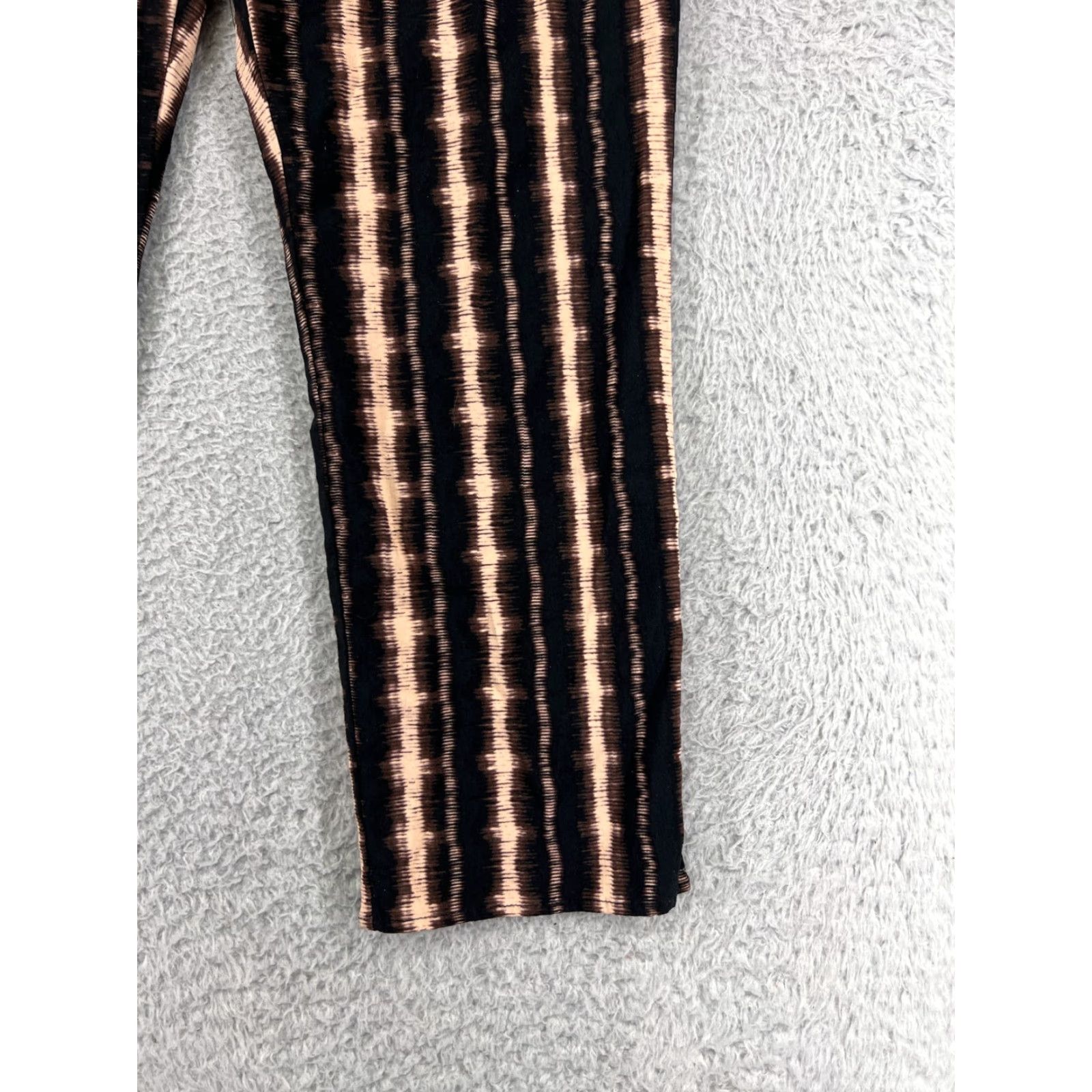 Vintage INC International Concepts Women's Leggings Adult Size 8 Black Beige Striped Casual Athletic Comfortable Size 30" / US 8 / IT 44 - 5 Thumbnail