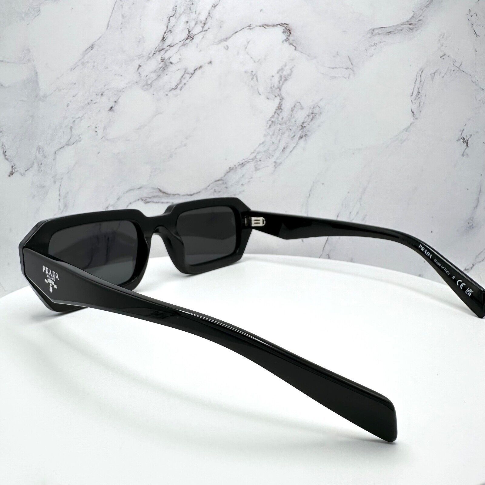 New PRADA Sunglasses Black Symbole PRADA MILANO Logo Square