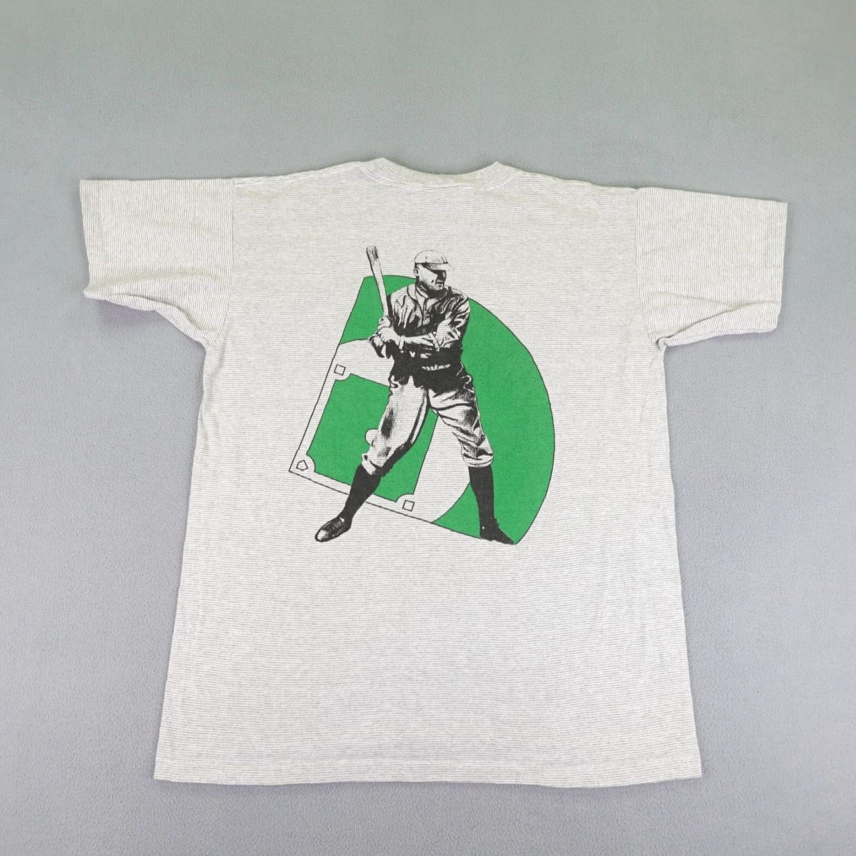 Vintage VINTAGE American Classics Babe Ruth T Shirt Mens Large Gray Striped 90s Sports Logo Cotton Short Sleeve Crew Neck Size US L / EU 52-54 / 3 - 6 Thumbnail