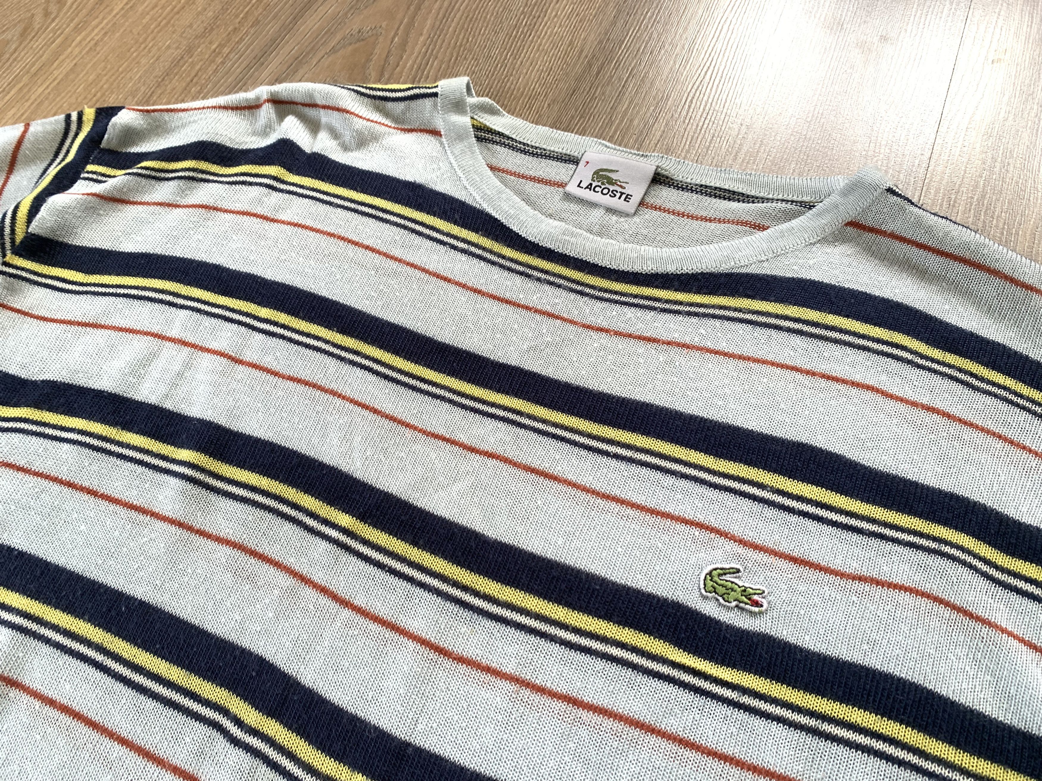 Lacoste × Vintage Vintage Lacoste Stripe Cotton T-Shirt Size US XL / EU 56 / 4 - 5 Thumbnail