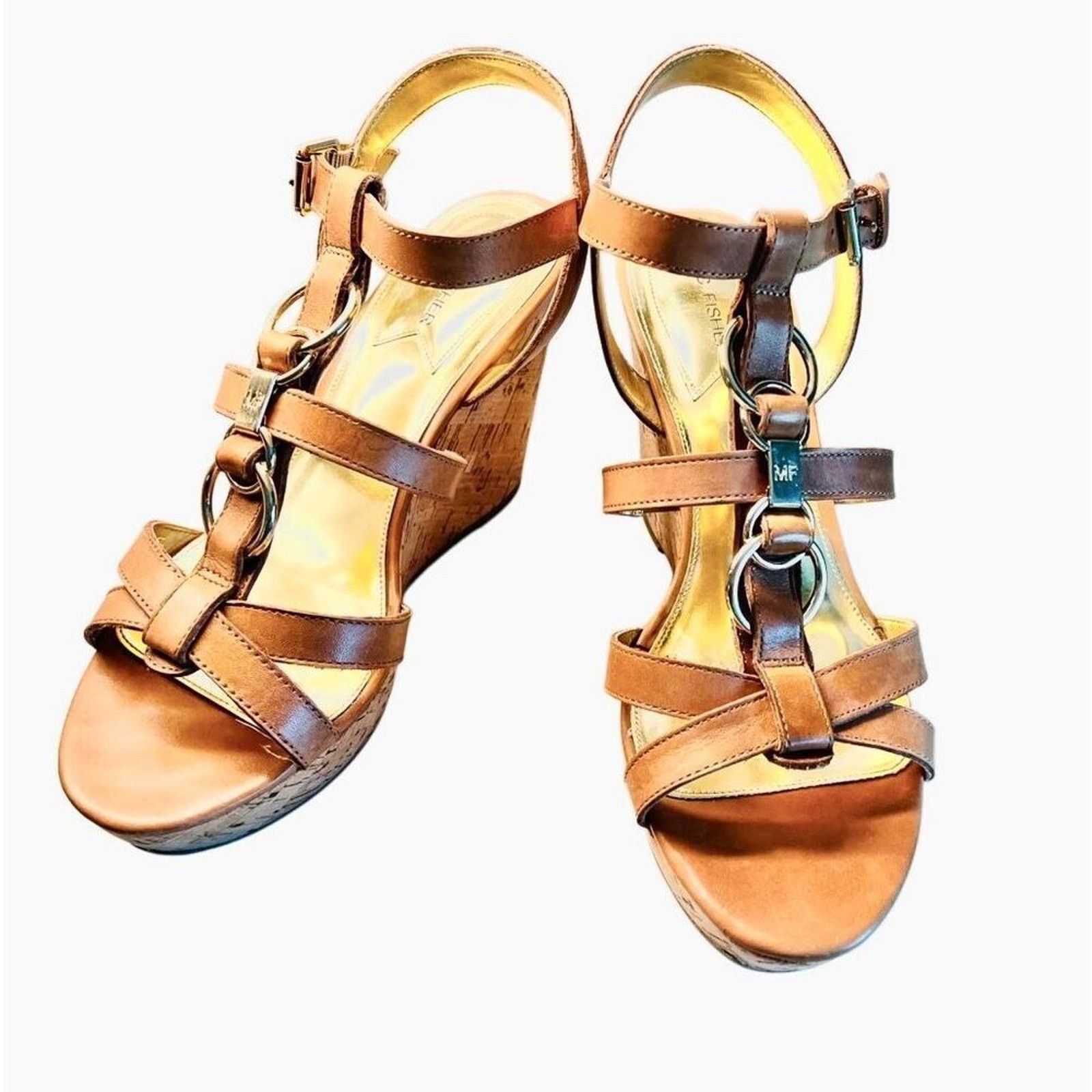 Marc Fisher Marc Fisher Genny Brown Leather Strappy Wedge Sandals 10M Size US 10 / IT 40 - 1 Thumbnail