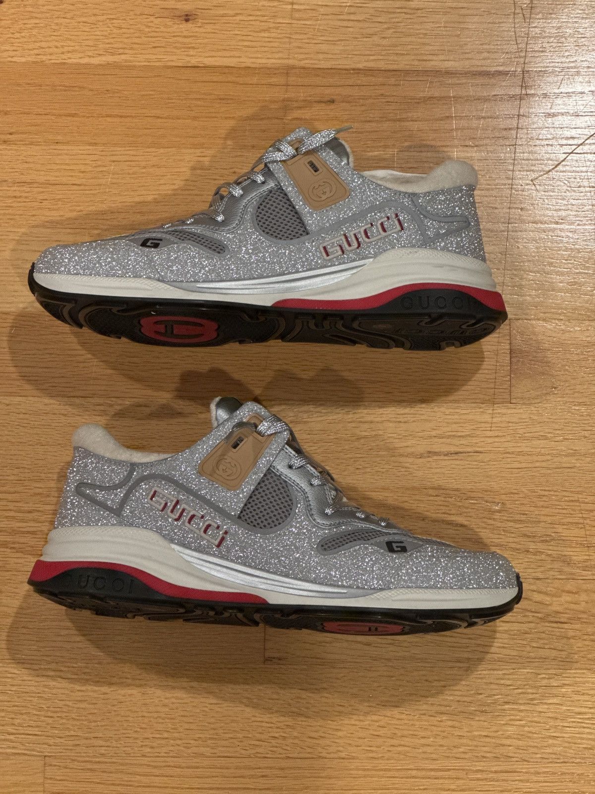 Gucci Gucci Ultrapace Glitter Sneakers Silver Mesh Size US 8 / EU 41 - 4 Thumbnail