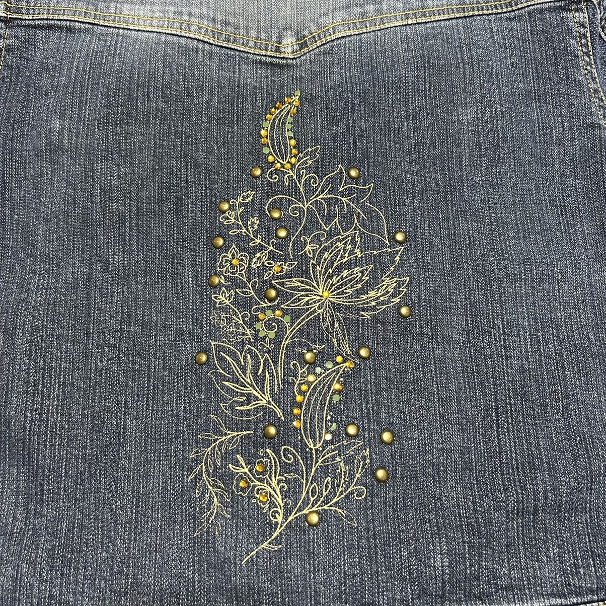 Other Ruff Hewn Jean Jacket Women Large Well Worn Embroidery Beads Size L / US 10 / IT 46 - 12 Thumbnail