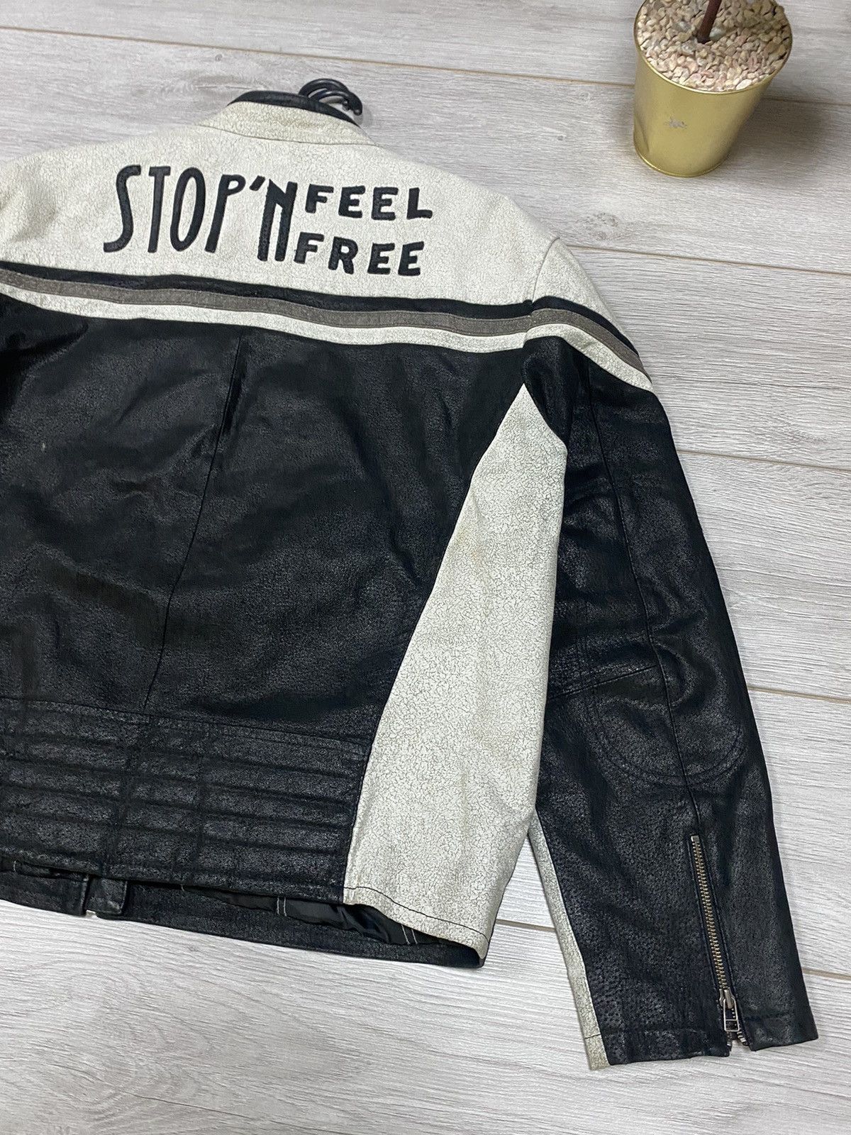 Vintage Moto team leather Stop n fee free vintage racing jacket Size US XXL / EU 58 / 5 - 3 Thumbnail