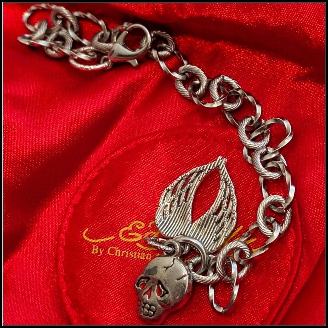Ed Hardy ED HARDY Skull Wings Charm Bracelet Stainless Steel Chain Size ONE SIZE - 6 Thumbnail