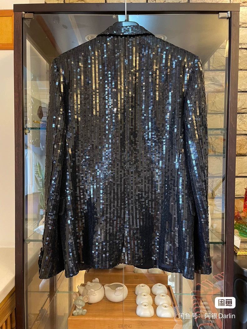 Yves Saint Laurent Saint Laruent13fw first year black scale smoking suit 2502- Size 50R - 4 Thumbnail