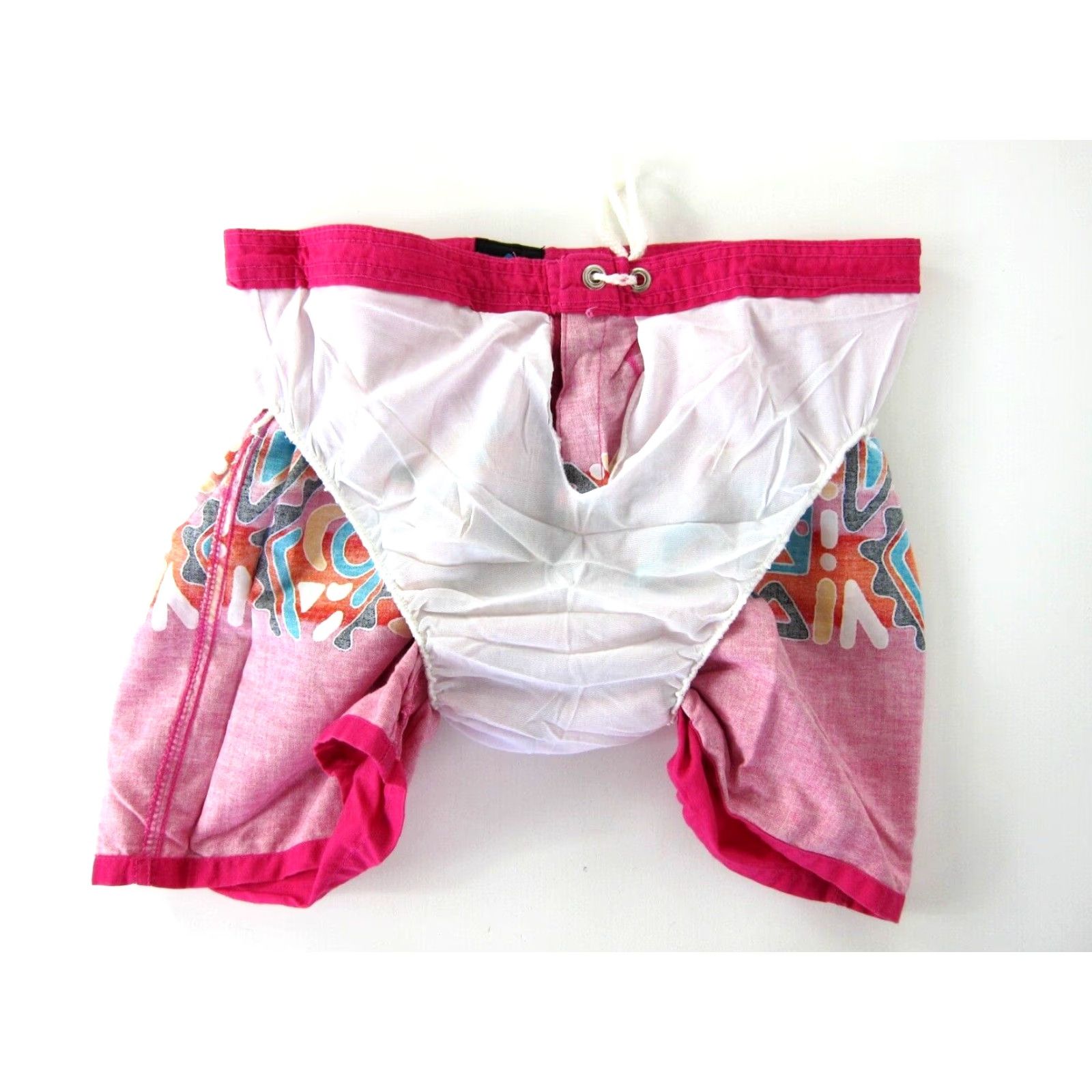 Vintage VINTAGE Hobie Board Short Women M Pink White Orange Black Blue Yellow 100% Cotton Batik Pocket 70s 80s 90s Womens Size 32" / US 10 / IT 46 - 6 Thumbnail