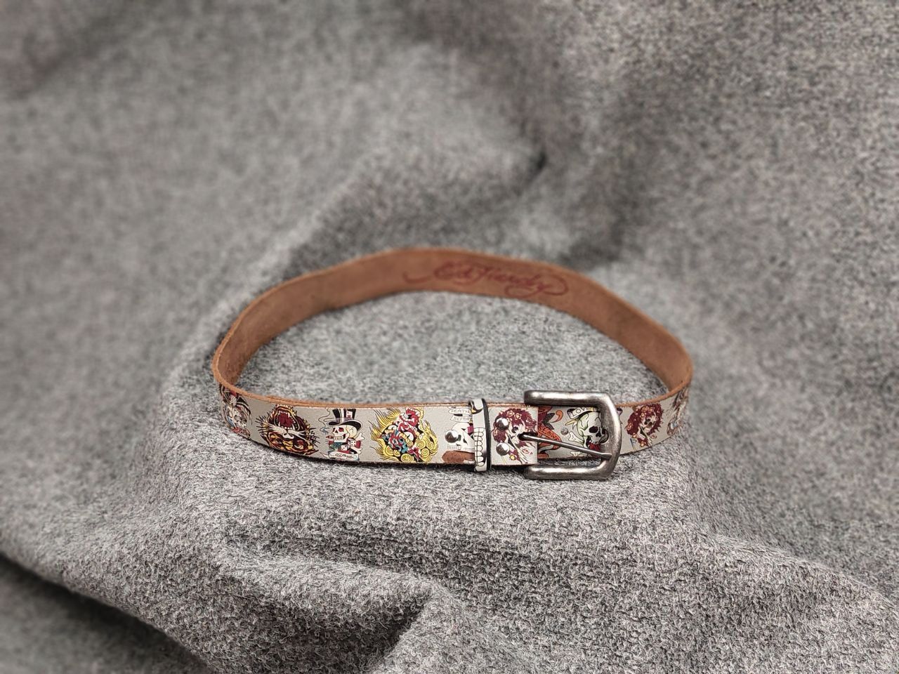 Ed Hardy Vintage Ed Hardy Multi Logo Brown Leather Belt Y2K Style Size ONE SIZE - 17 Thumbnail