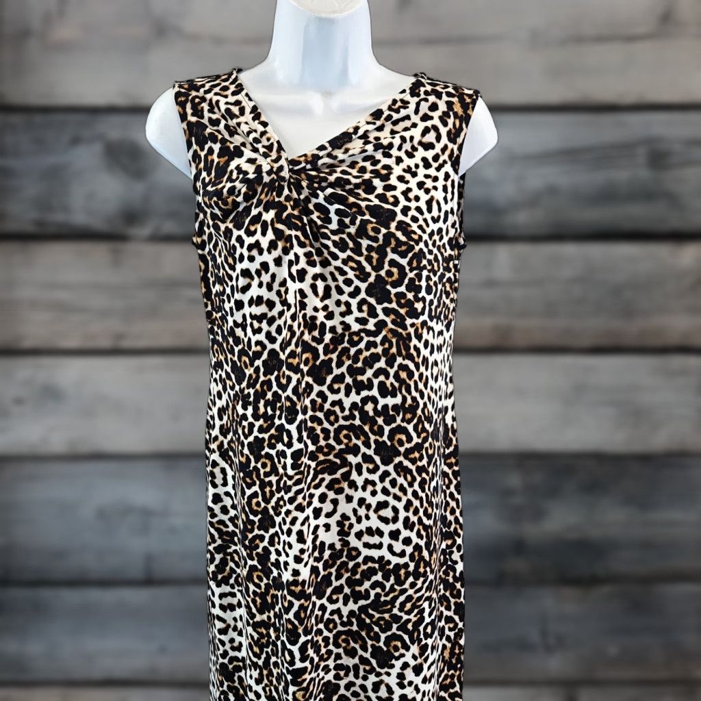 Vintage Chico's Womens Dress S Small Black Brown Animal Print Sleeveless Sheath Size S / US 4 / IT 40 - 1 Thumbnail