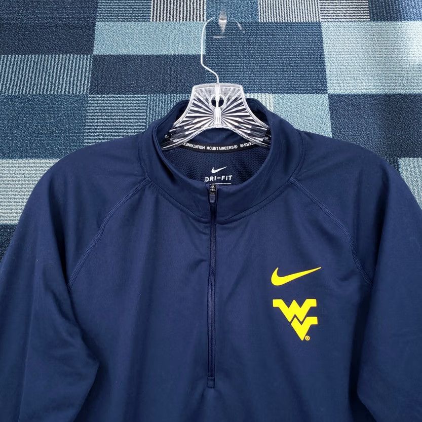 Nike Nike Dri-Fit Jacket Mens L Blue West Virginia Mountaineers 1/4 Zip Long Sleeve Size US L / EU 52-54 / 3 - 1 Thumbnail