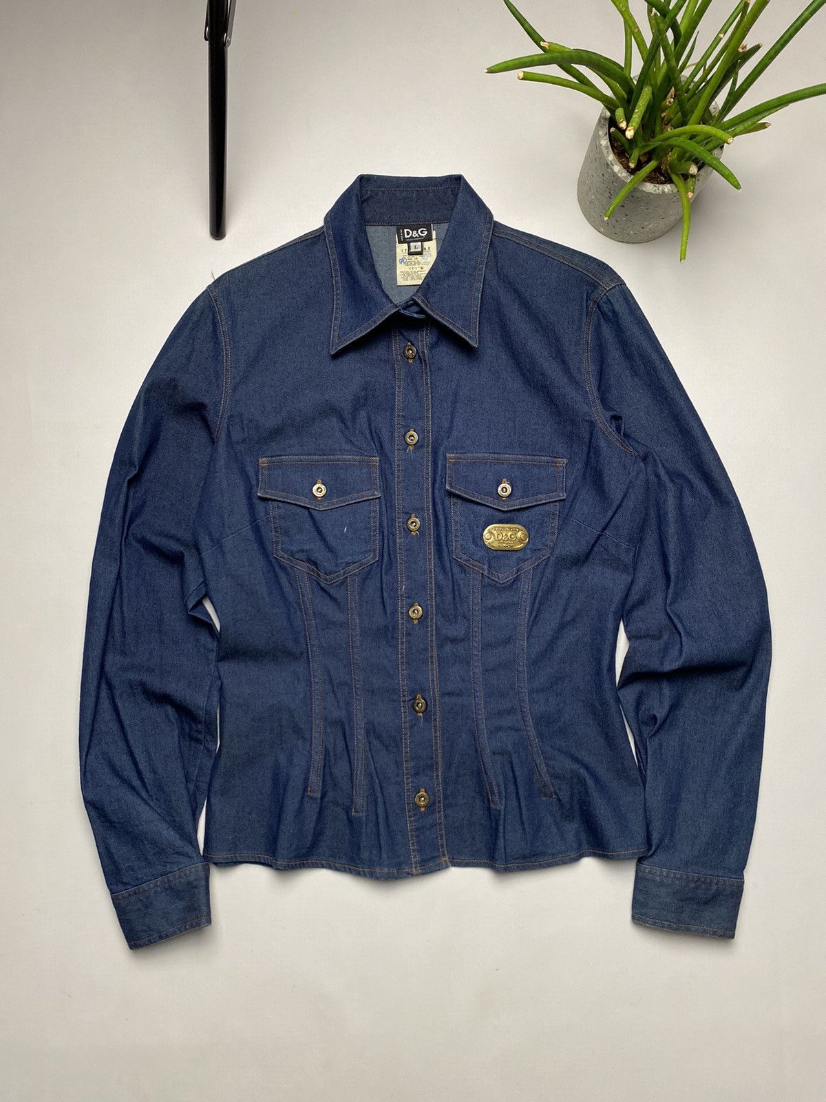 image of Dolce Gabbana x Vintage Dolce & Gabbana Vintage Denim Jacket Y2K in Blue, Women's (Size Large)