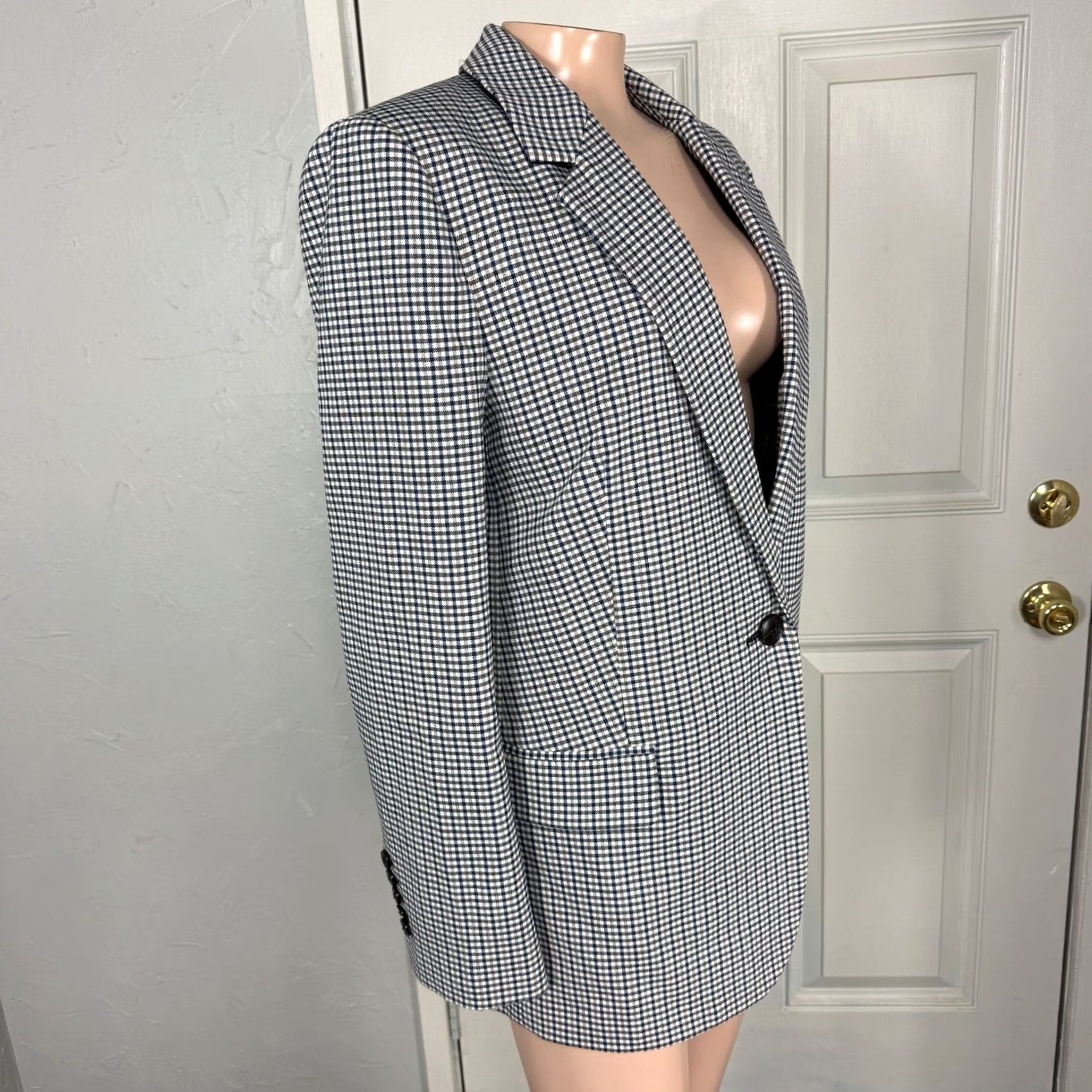 Madewell Madewell Jacket 10 Blue Kline Womens Blazer NS387 Plaid Button Viscose wool Size L / US 10 / IT 46 - 5 Thumbnail