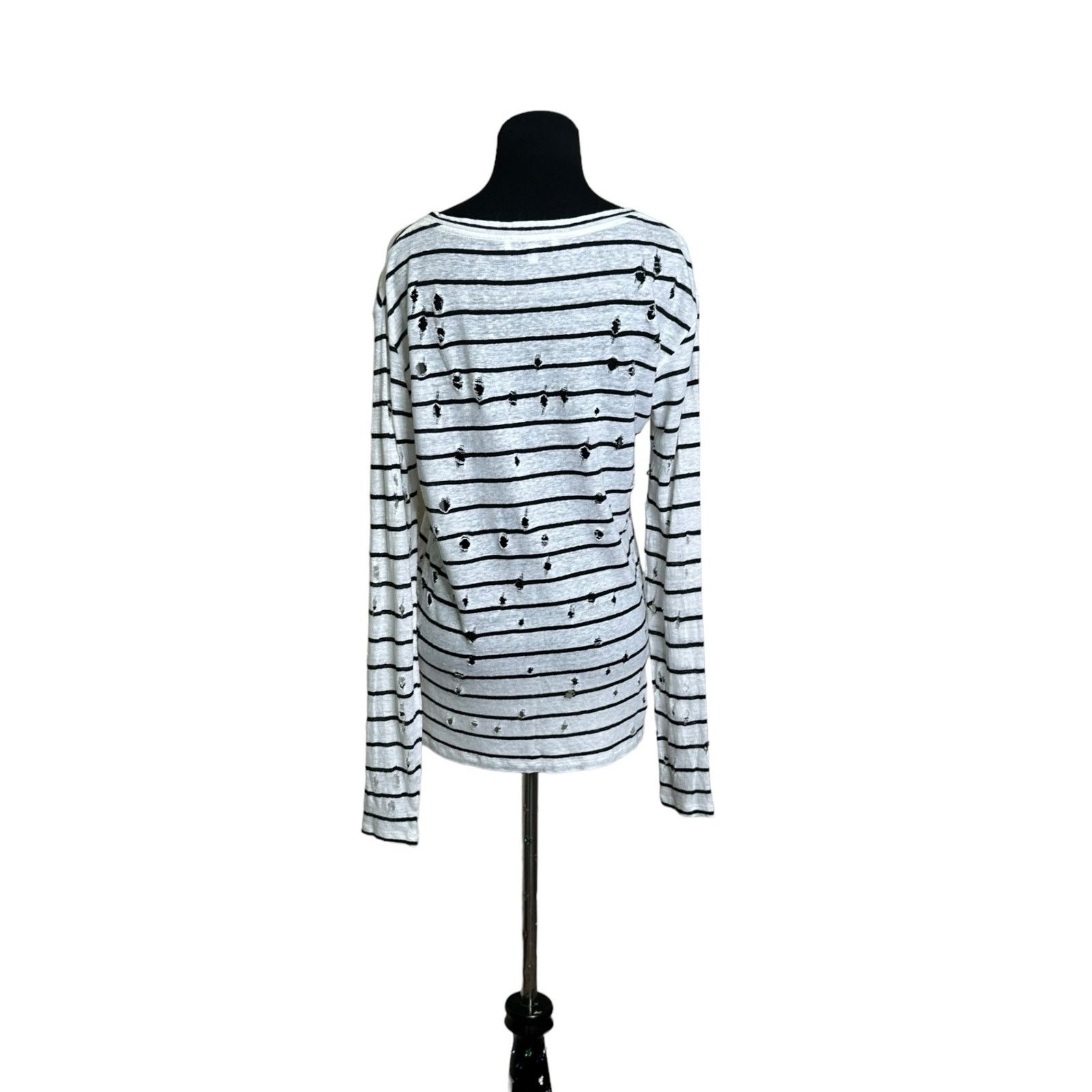 Iro IRO white black linen stripes distressed shirt size XS Size XS / US 0-2 / IT 36-38 - 6 Thumbnail