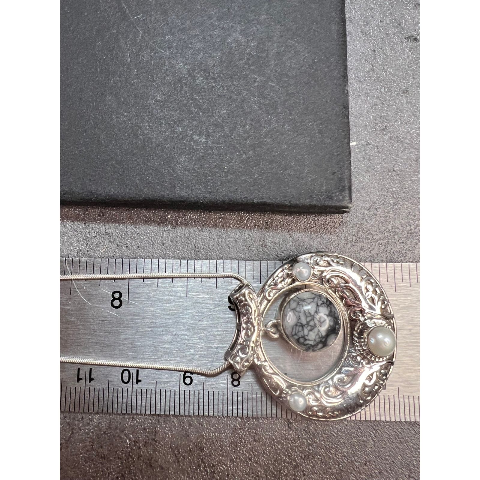 Other NEW Pinolith Jasper and pearl 925 sterling silver necklace Size ONE SIZE - 6 Thumbnail