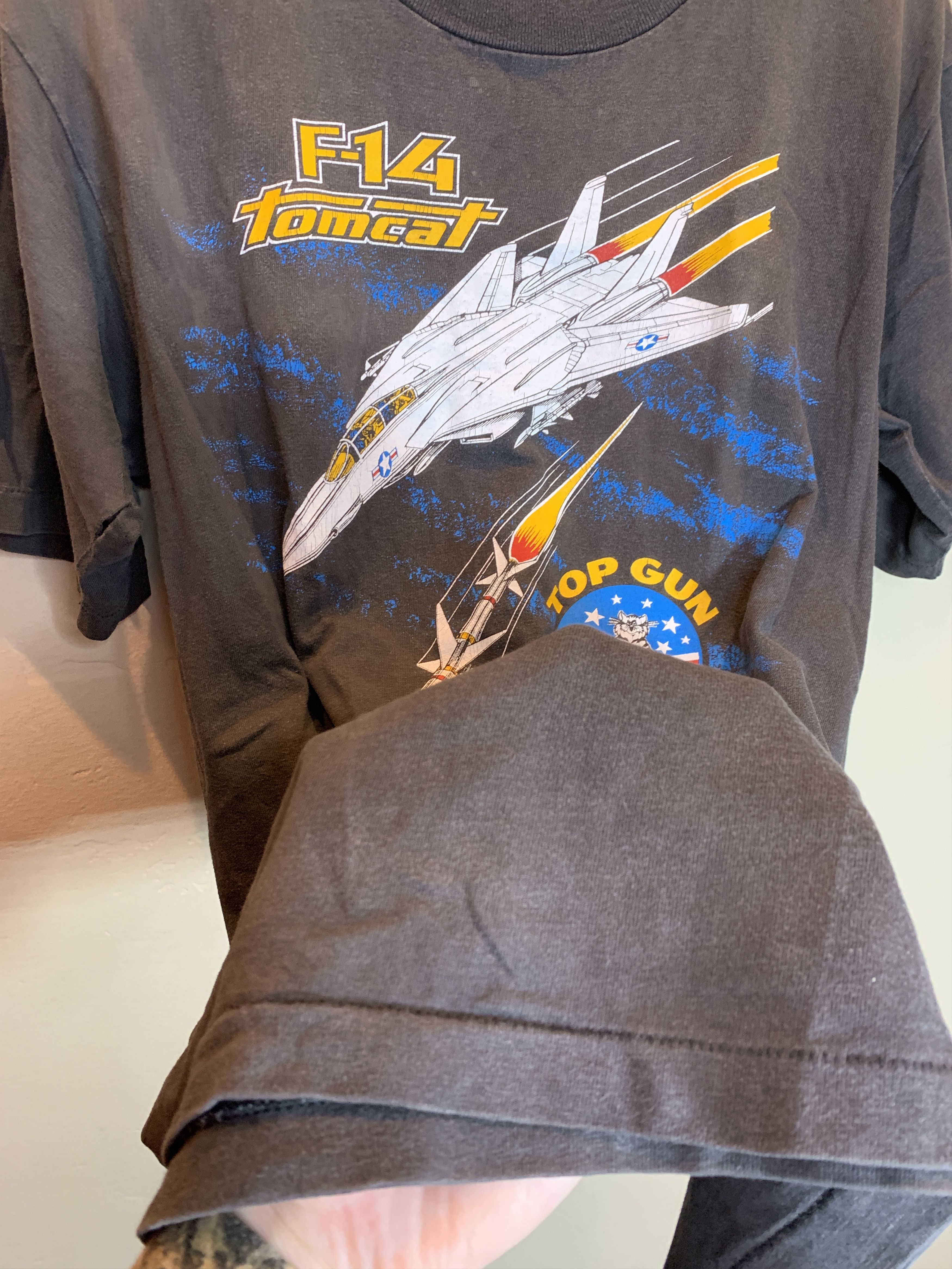 Vintage RARE Vintage 80s F14 Tomcat Top Gun Military Jet Plane Shirt Size US L / EU 52-54 / 3 - 8 Thumbnail