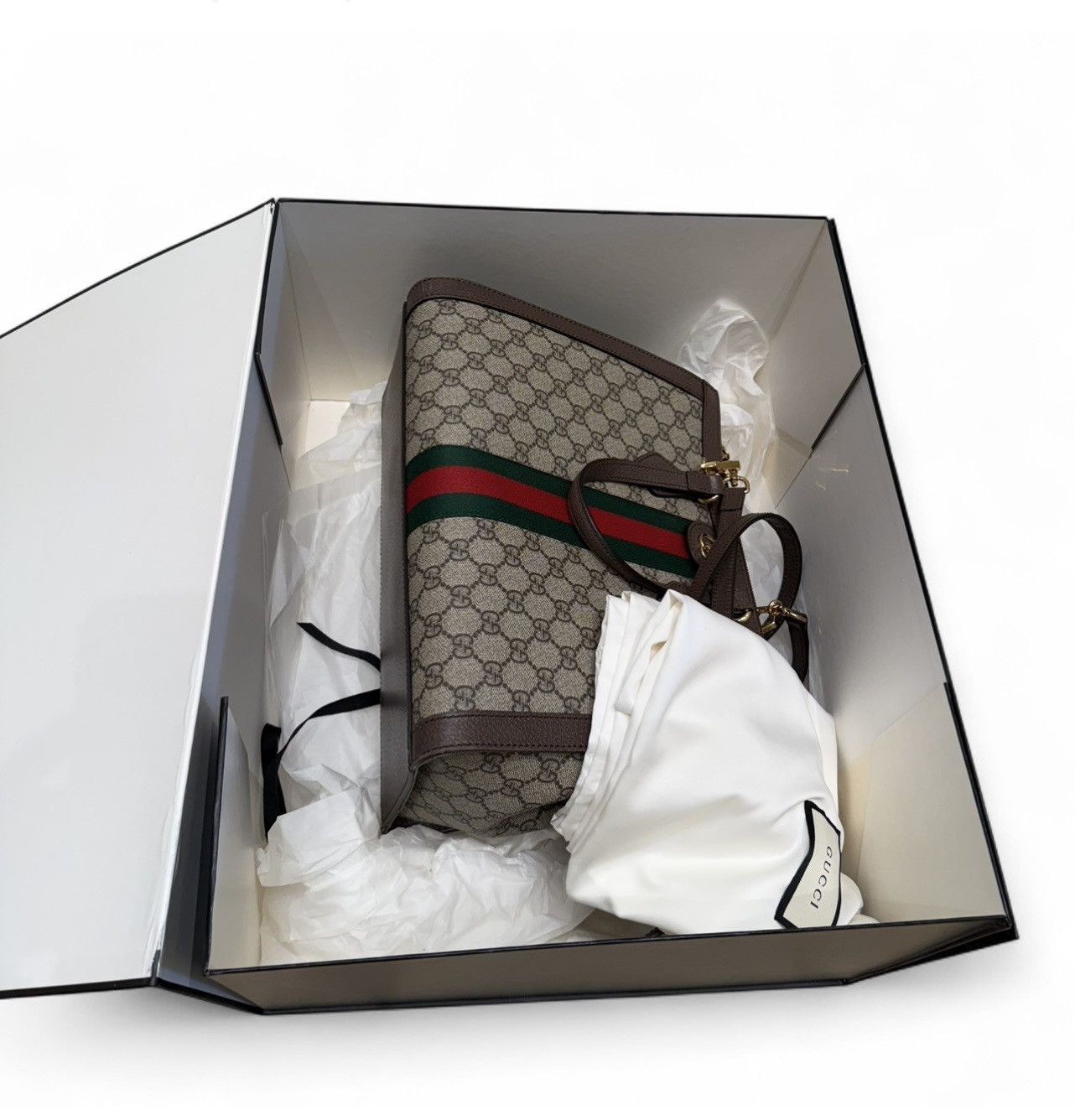 Gucci Gucci Monogram GG Supreme Ophidia Handle Bag Size ONE SIZE - 7 Thumbnail