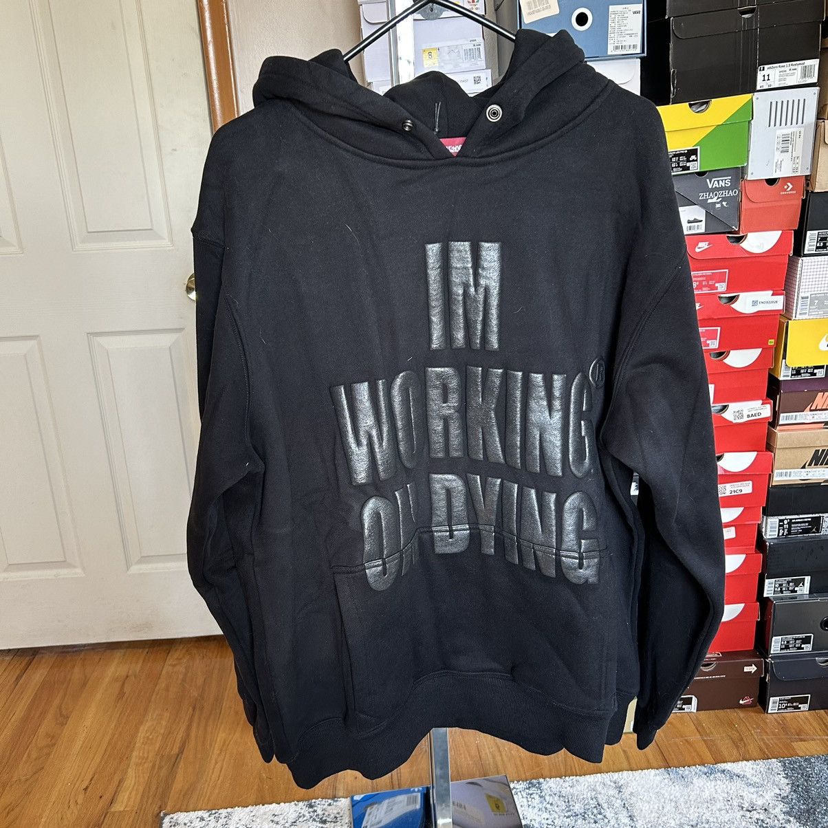 Reckless Scholars WORKiNG ON DYiNG COZY HEAVYWEiGHT FLEECE PUFF PRiNT HOODiE Size US XXL / EU 58 / 5 - 12 Thumbnail
