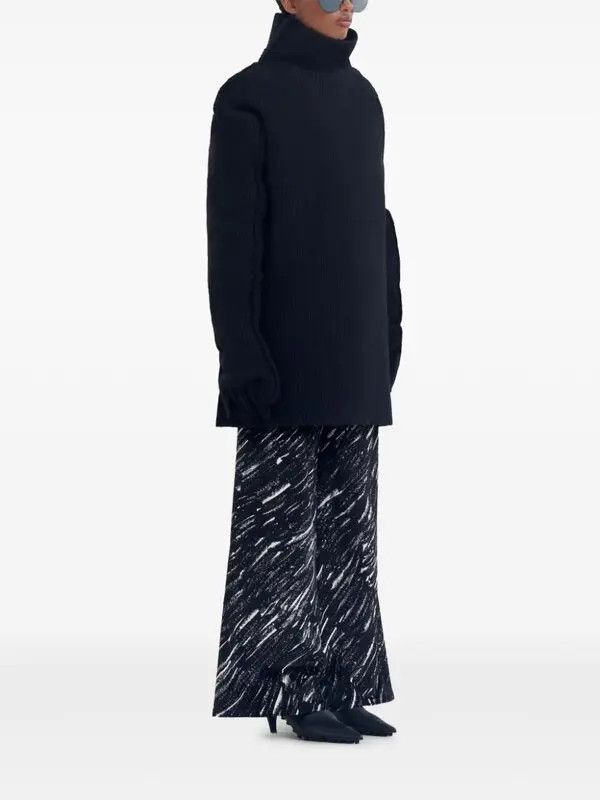 Marni o1w1db11125 Graphic-Print Wide-Leg Trousers in Black Size 30" / US 8 / IT 44 - 2 Thumbnail