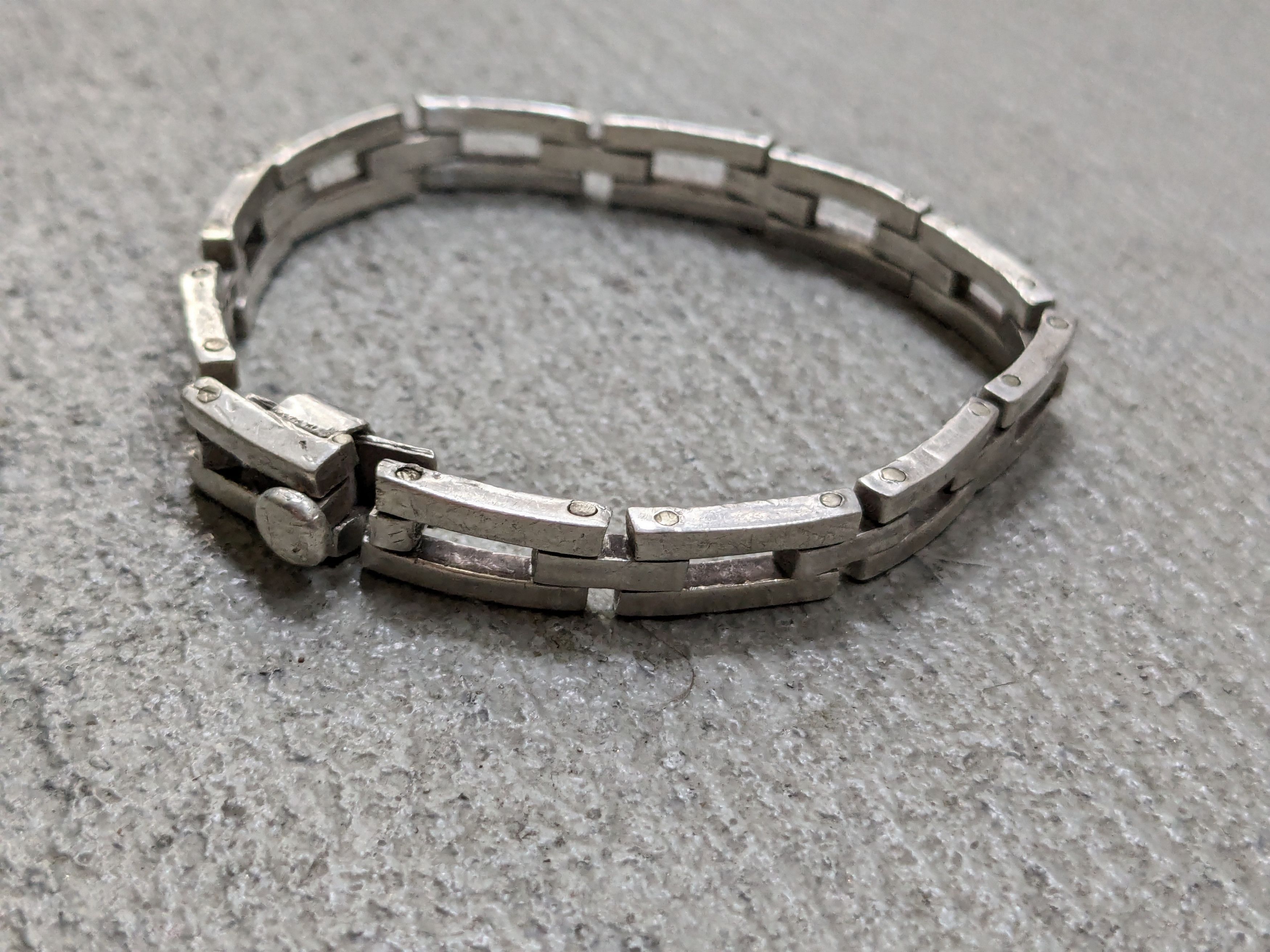 Jewelry Vintage Sterling Silver Bracelet Link Chain 8" Biker Punk Size ONE SIZE - 5 Thumbnail