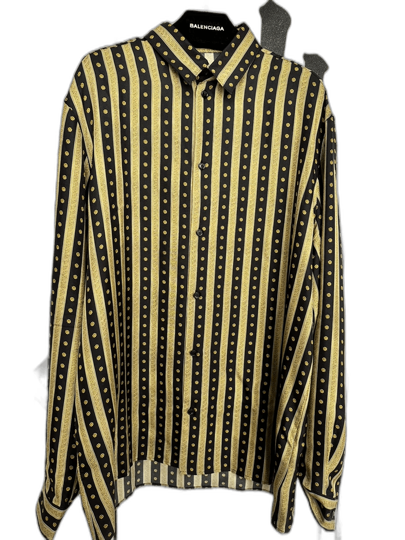 Versace Versace Gold Black Greek Pattern Silk Shirt - dmc Size M / US 6-8 / IT 42-44 - 1 Thumbnail