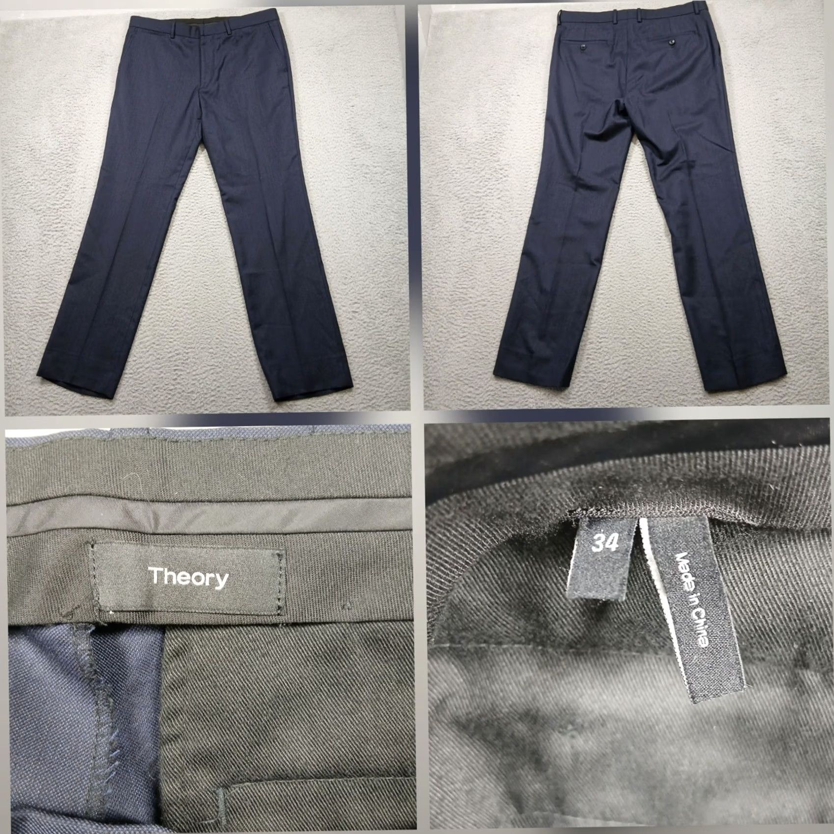 Theory Theory Wool Dress Pants Men's 34 Navy Blue Tailored Fit Casual Dress Pants? Size US 34 / EU 50 - 2 Thumbnail