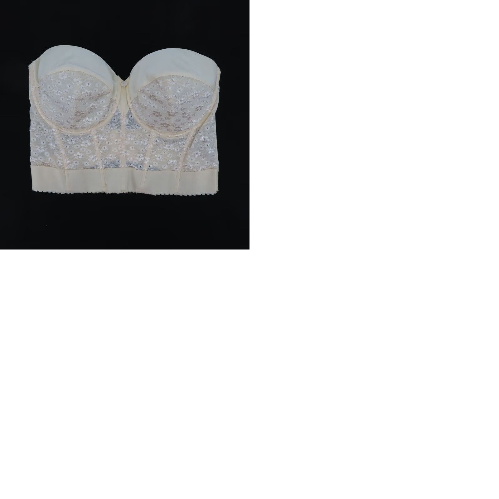 Vintage Dominique Bra 40D Longline Strapless Underwire Floral Ivory Chopper 8639 Womens Size ONE SIZE - 10 Thumbnail