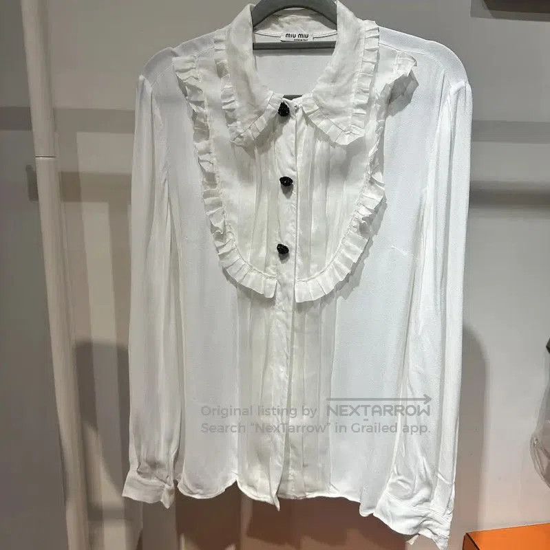 Miu Miu Miu Miu White Silk Women's Shirt . Size M / US 6-8 / IT 42-44 - 1 Thumbnail