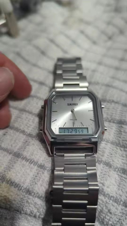 Jewelry Silver Dual Display Ana-Digi "Classic Tank" Watch Size ONE SIZE - 1 Thumbnail