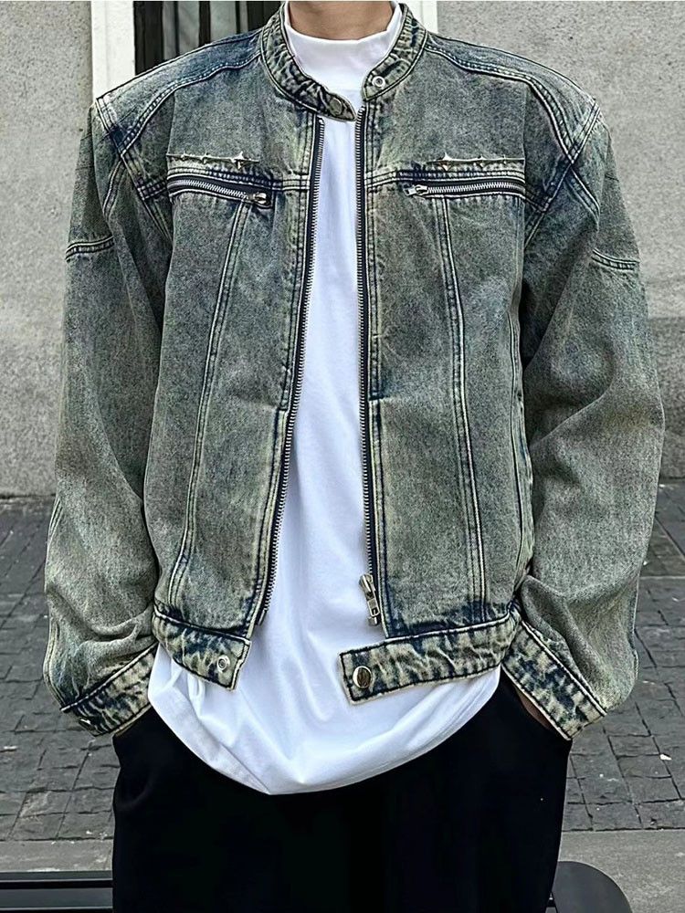 Japanese Brand × Vintage Vintage Washed Distress Zipper Jacket Size US M / EU 48-50 / 2 - 5 Thumbnail