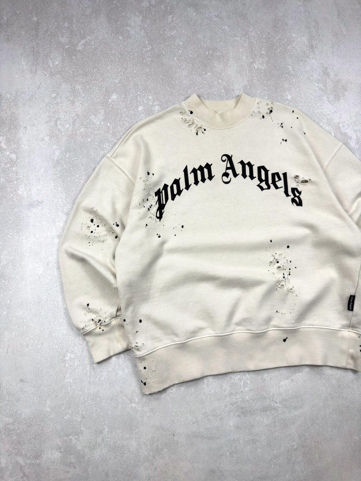 Palm Angels Palm Angeles GD Glittered Logo Distressed Sweatshirt Size US S / EU 44-46 / 1 - 2 Thumbnail
