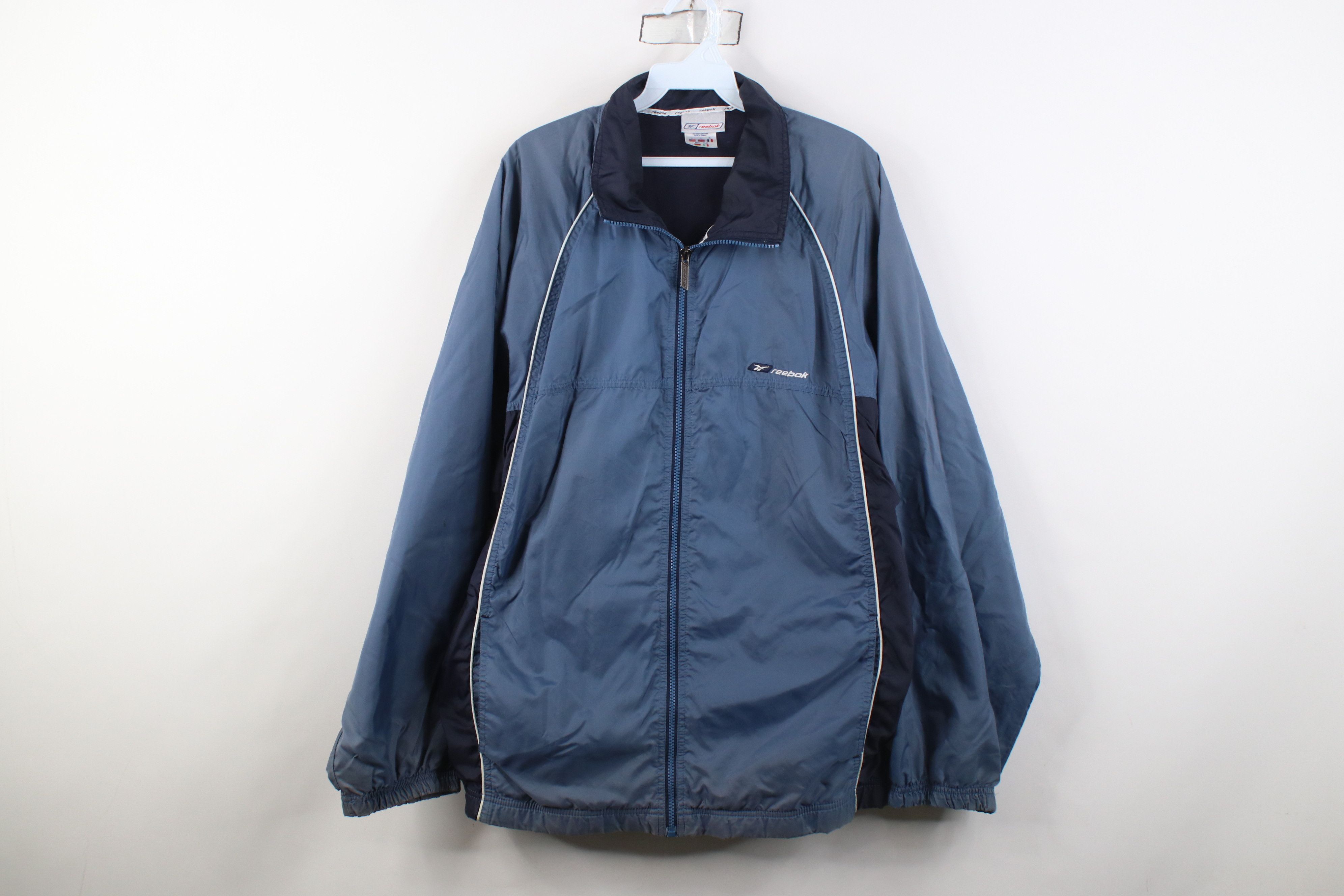 Reebok Vintage 90s Y2K Reebok Spell Lined Windbreaker Jacket Blue Size US L / EU 52-54 / 3 - 1 Thumbnail