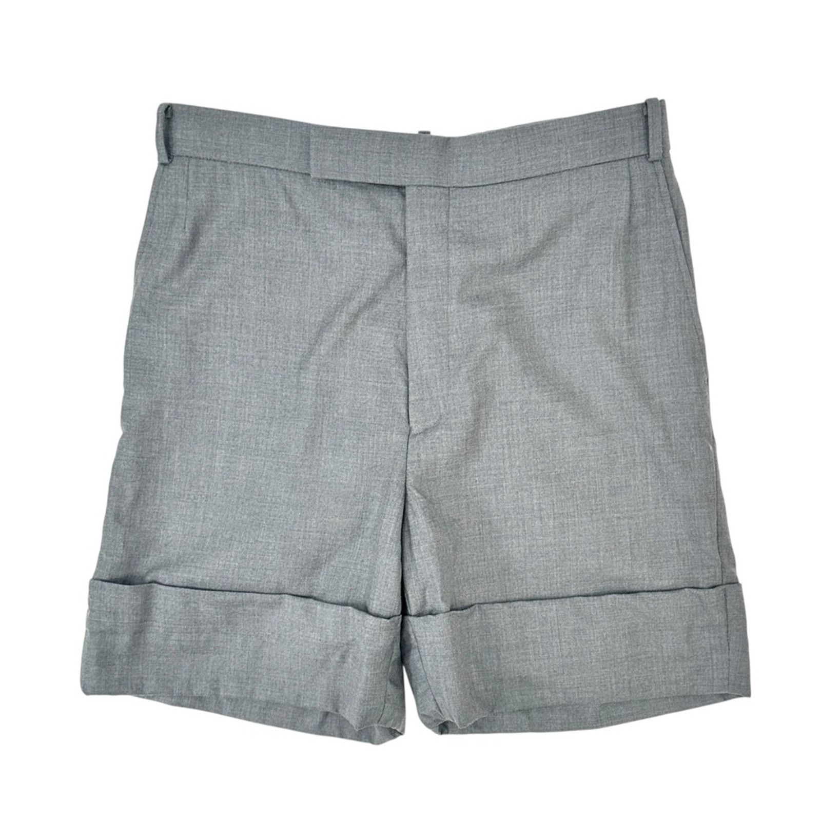 Thom Browne Gray Fold Over Cuffed Wool Dress Shorts Size US 32 / EU 48 - 1 Thumbnail