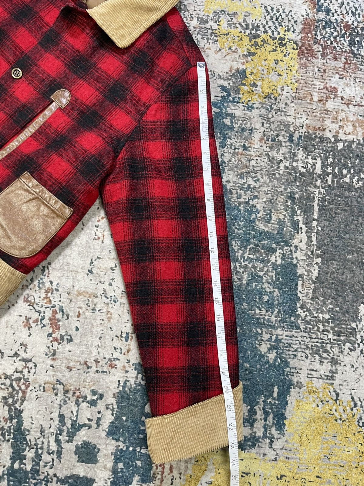 Japanese Brand Sacrifice Japan Plaid Wool Leather Trim Hunting Jacket Size US M / EU 48-50 / 2 - 16 Thumbnail