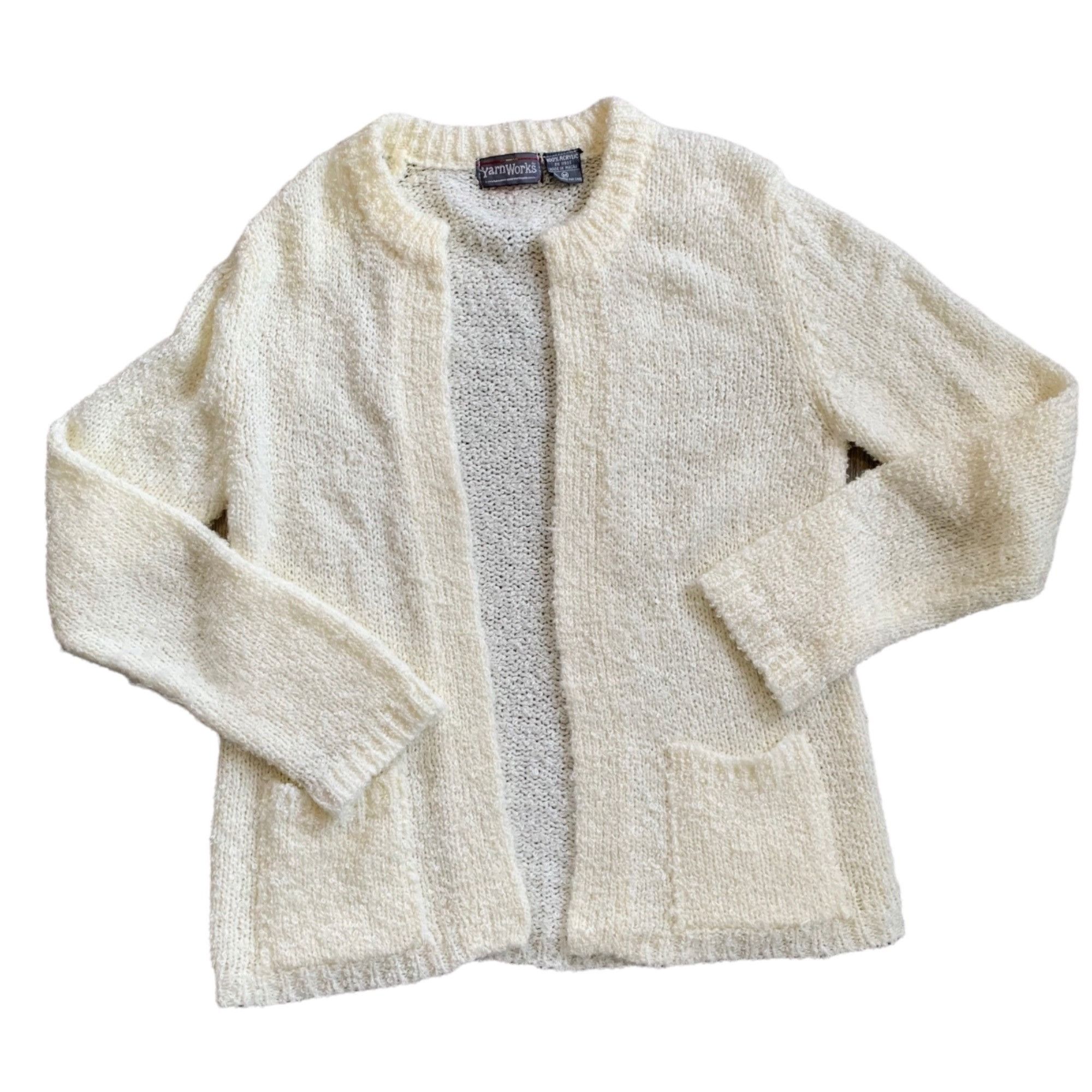 Vintage Vintage Thick Knit Cream Open Cardigan With Pockets M Size M / US 6-8 / IT 42-44 - 1 Thumbnail