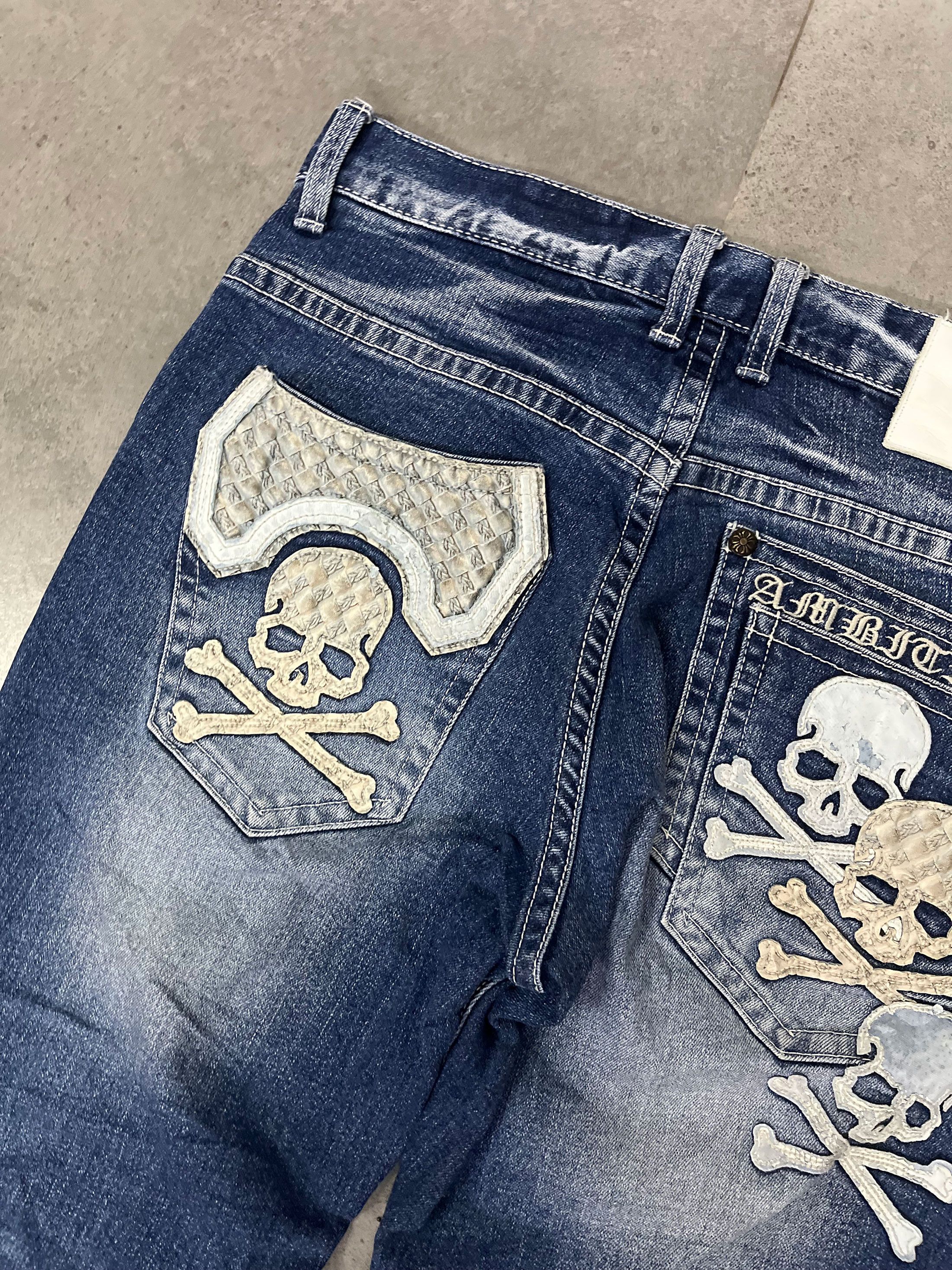 Designer Be Ambition Skull Patches Crafted Jeans Size US 32 / EU 48 - 8 Thumbnail