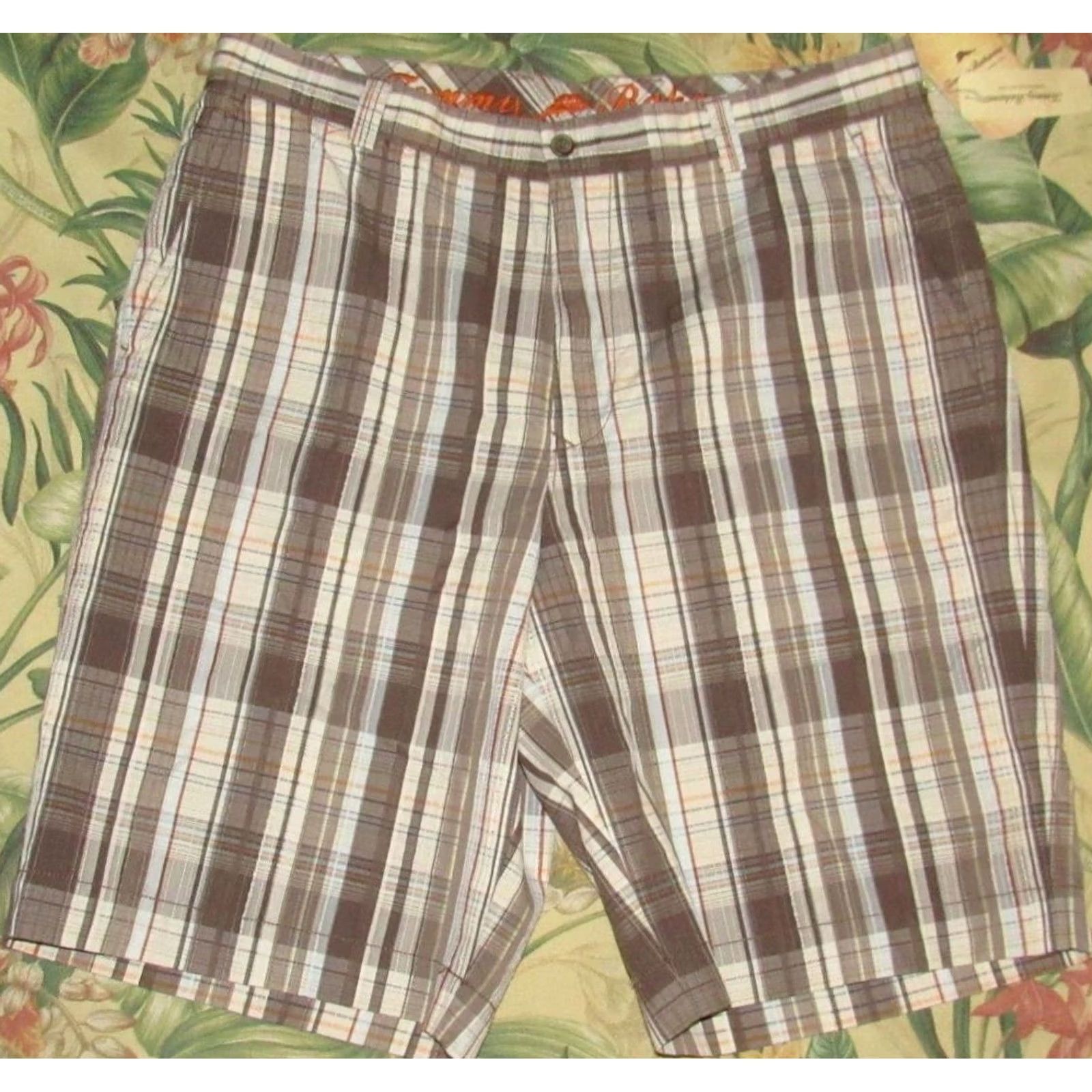 Tommy Bahama Tommy Bahama Plaid Squad 11" Cotton Silk Chino Shorts 35 NWT Mens Color Multicolor XS-XL Size US 35 - 2 Thumbnail