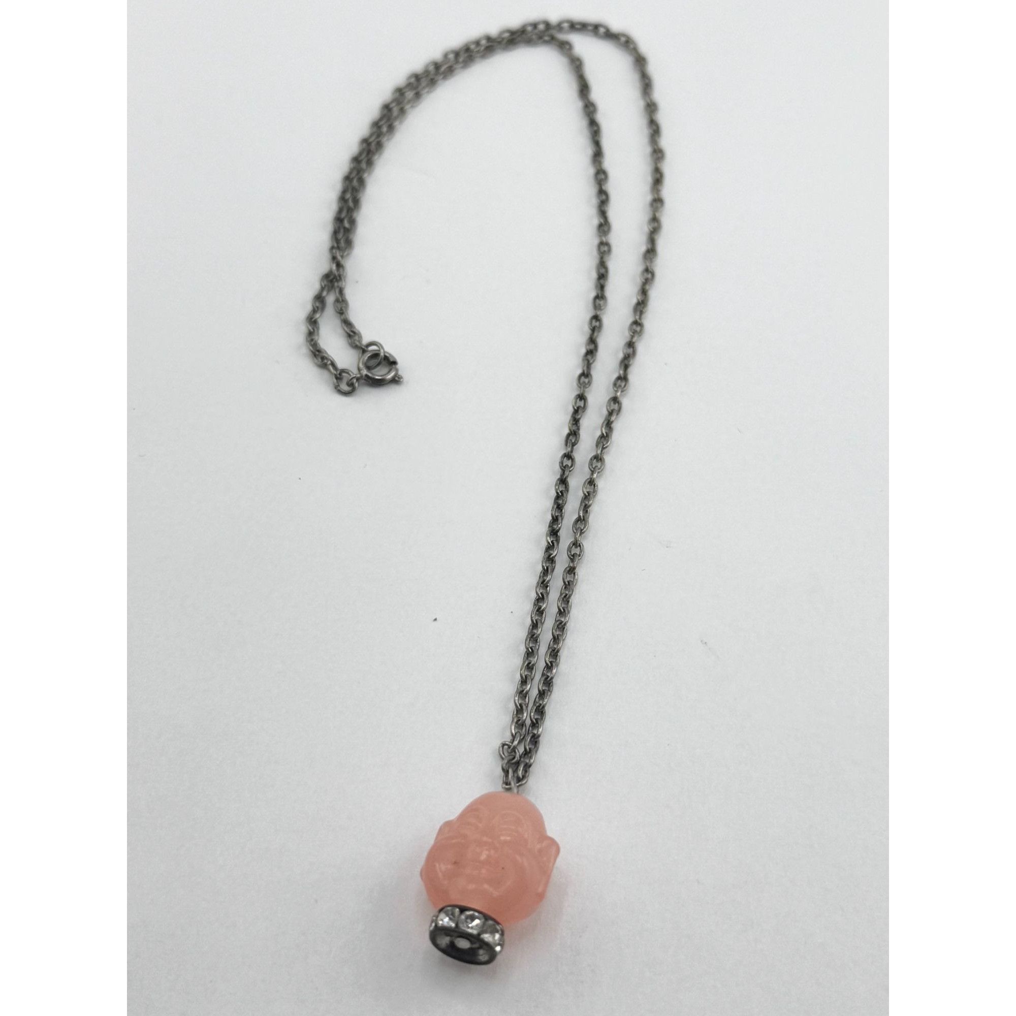 Vintage Vintage pink rhinestone Buddha charm necklace Size ONE SIZE - 4 Thumbnail