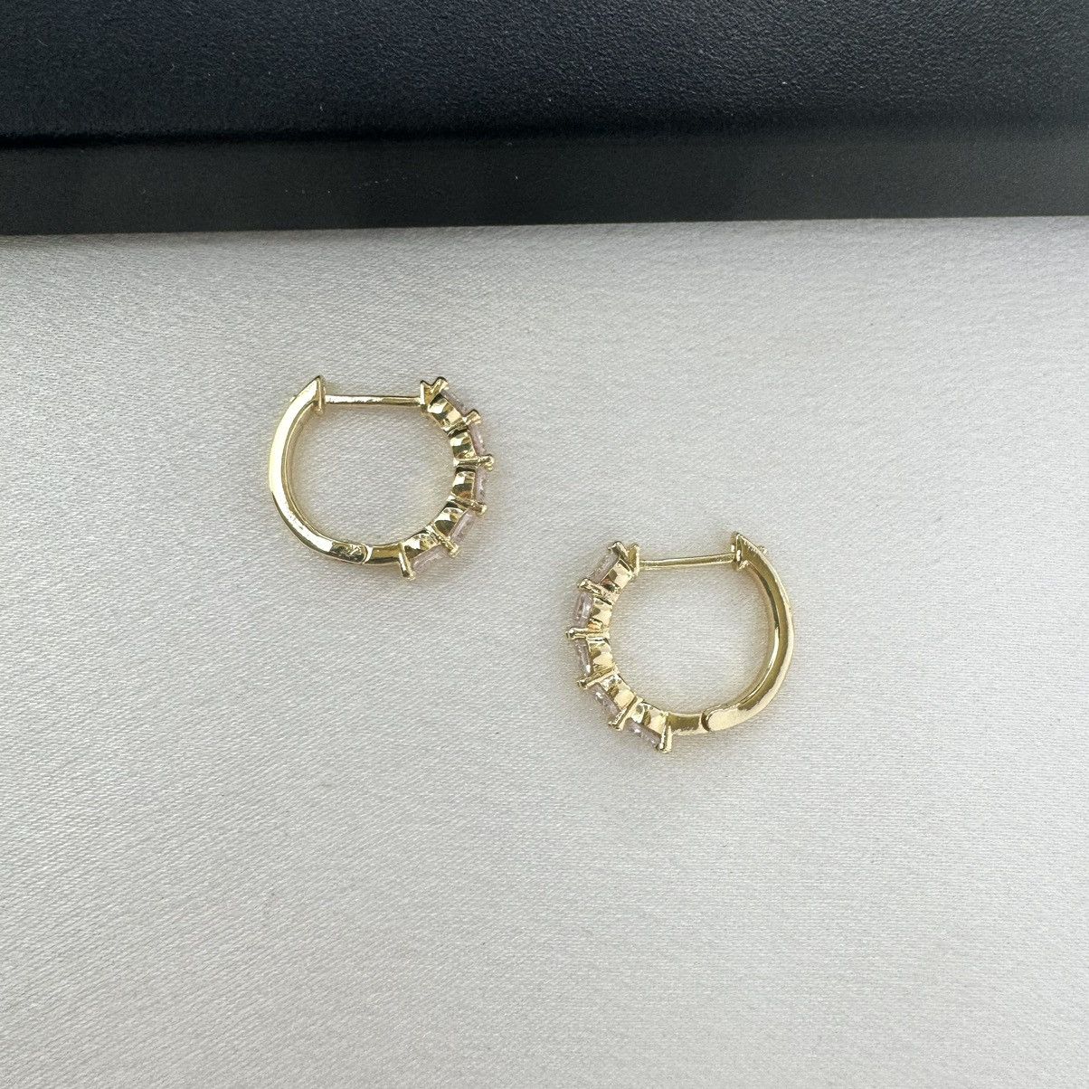 Designer CZ Cubic Zirconia Gold Hoop Earrings for Women Size ONE SIZE - 4 Thumbnail
