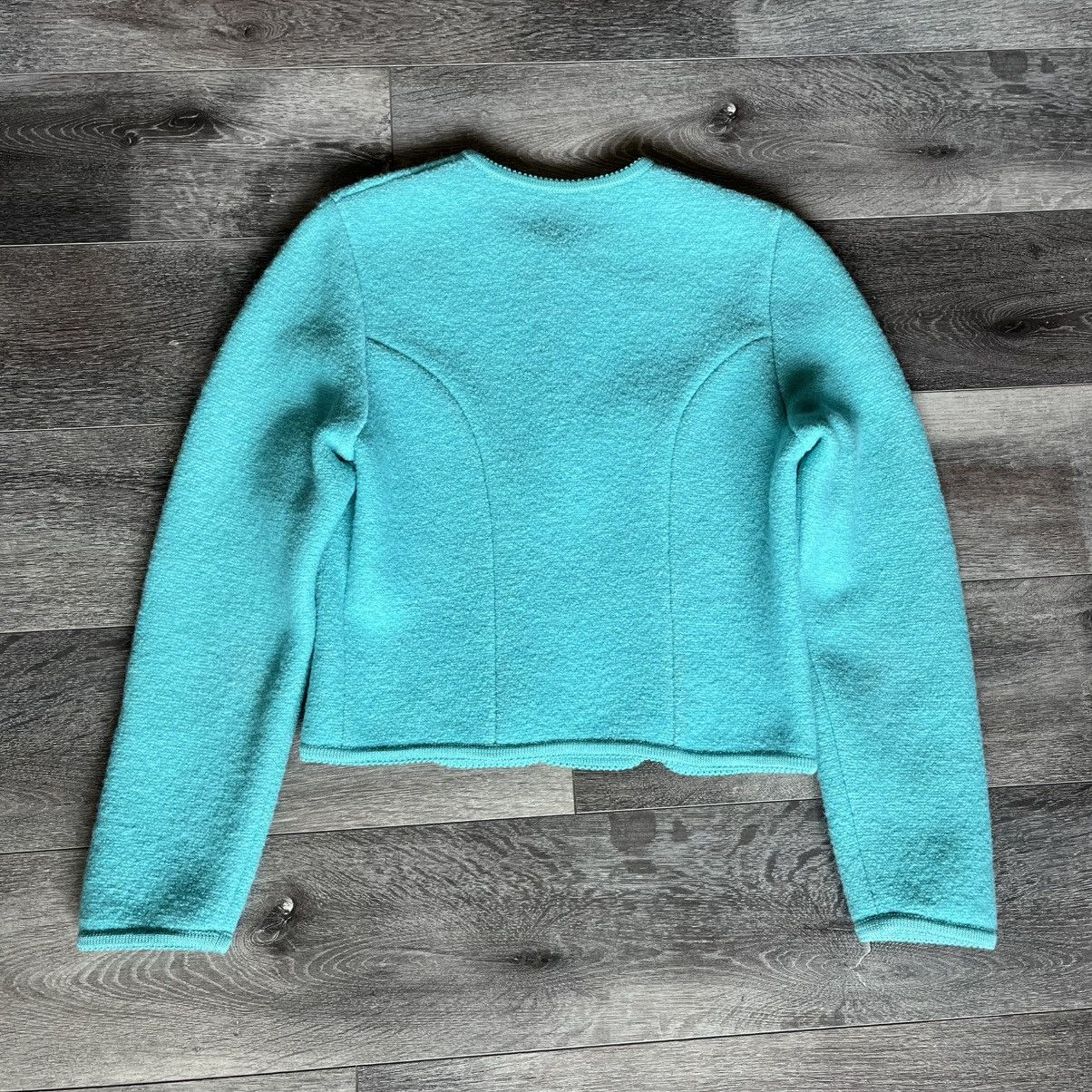Kurt Geiger × Vintage Vintage 80s Geiger Austria Teal Wool Button Cardigan Sweater Size L / US 10 / IT 46 - 2 Thumbnail