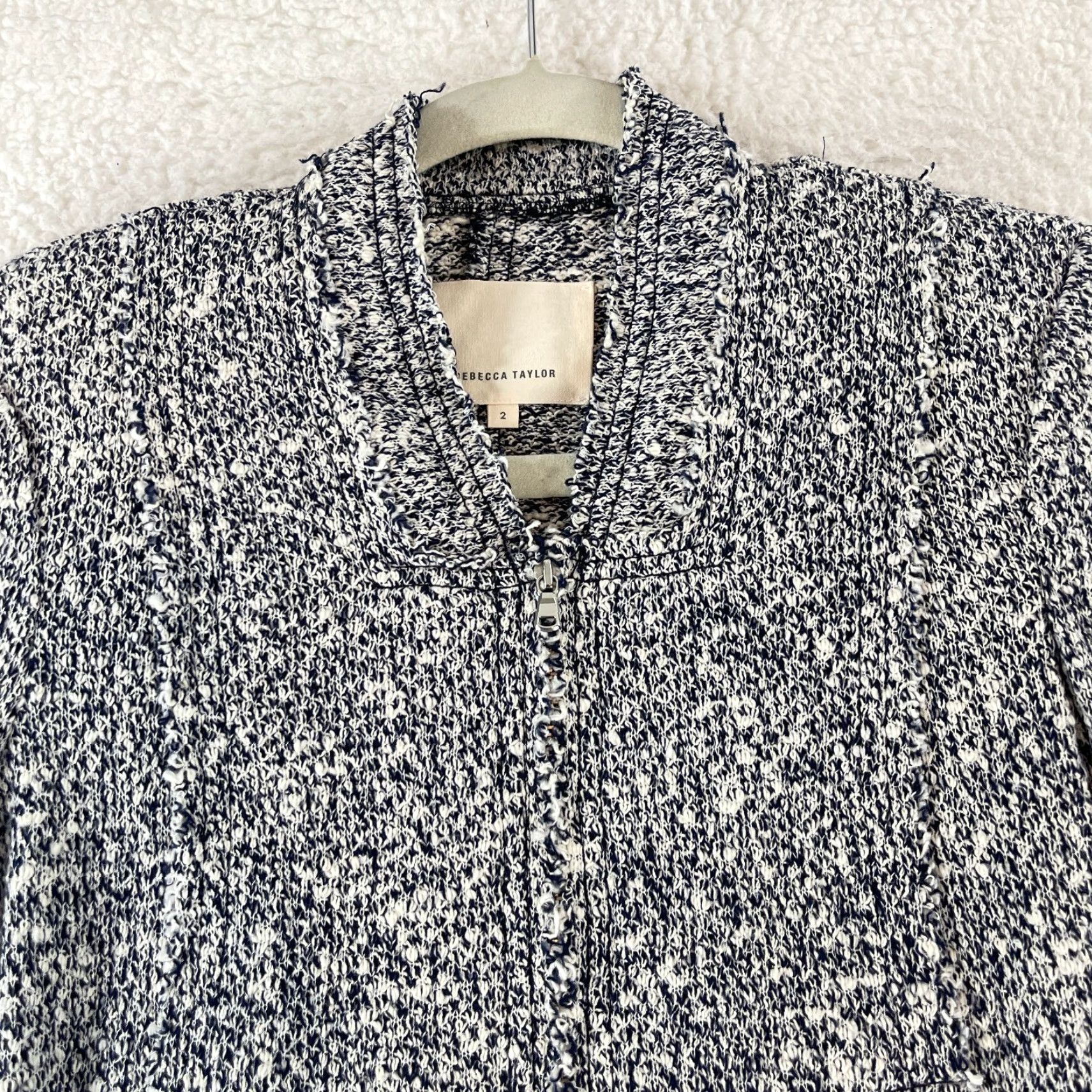Rebecca Taylor Rebecca Taylor Jacket Womens Size 2 Blue Knit Full Zip Long Sleeve Business Work Shirt Size XS / US 0-2 / IT 36-38 - 3 Thumbnail